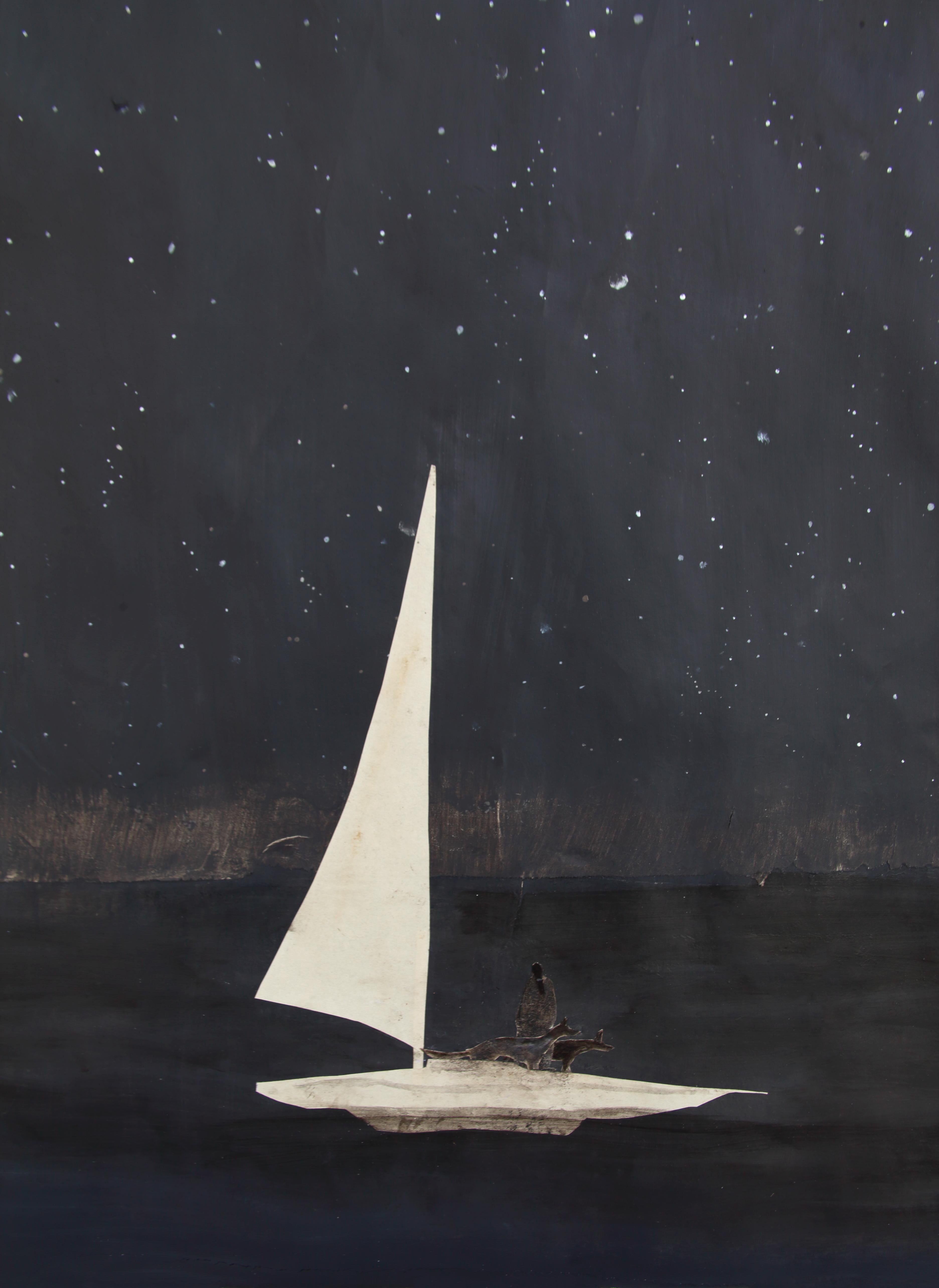 Night Sky/ Night Sail - Painting by Gigi Mills