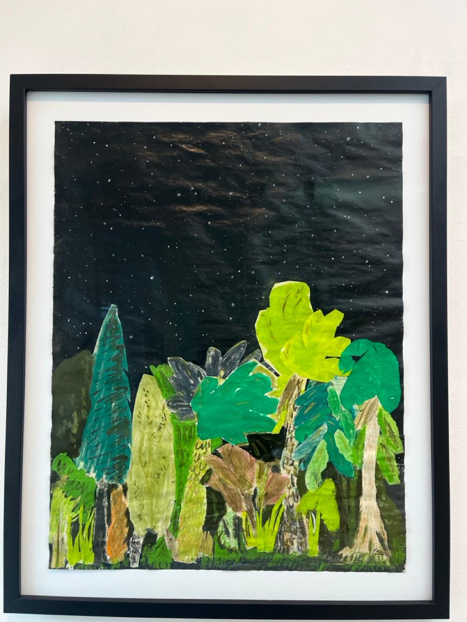Night Sky/Tropical Forest - Painting by Gigi Mills