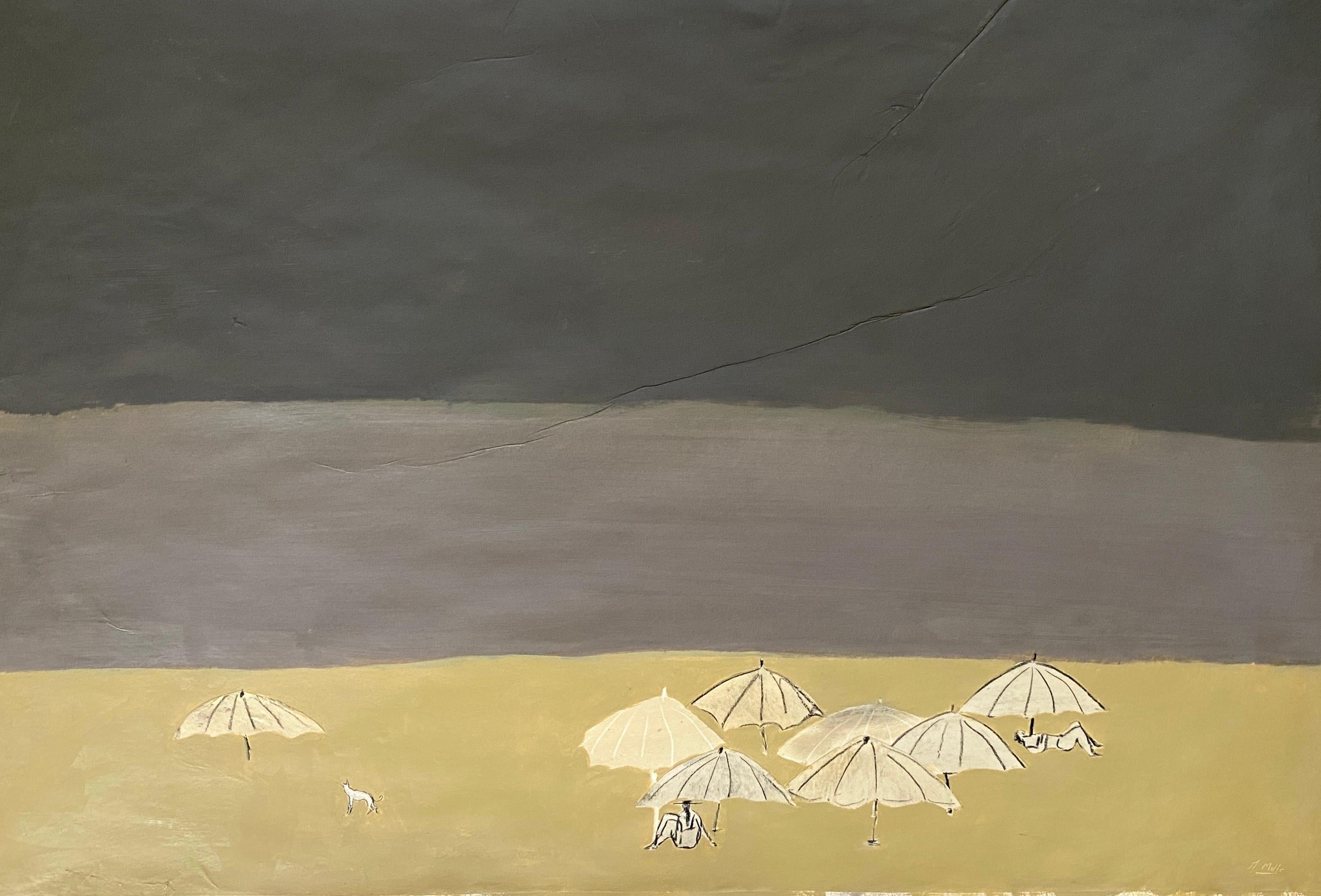 Figurative Painting di Gigi Mills - Spiaggia del Gatto Triste/Grecia II