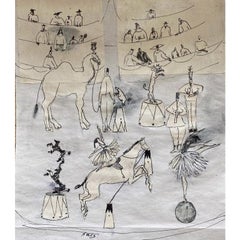 Cirque avec chameau et caniche en équilibre