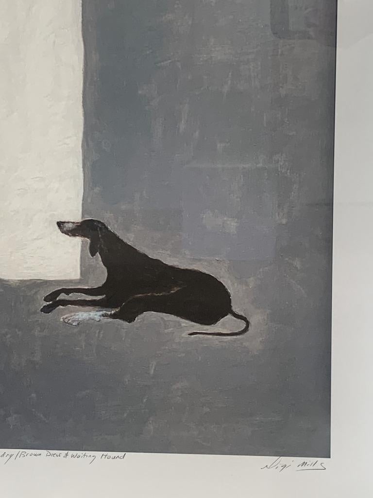 Hanging the Laundry/Brown Dress and Waiting Hound - Print by Gigi Mills