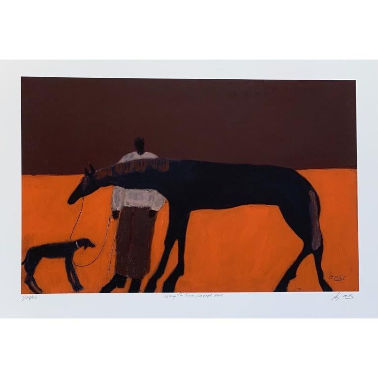 Gigi Mills Figurative Print - Waking The Track/Orange Mane
