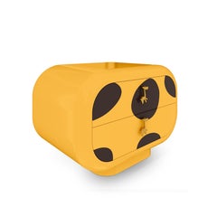 Gigi Nightstand by MAGILORE, Yellow Lacquer with Giraffe Handles
