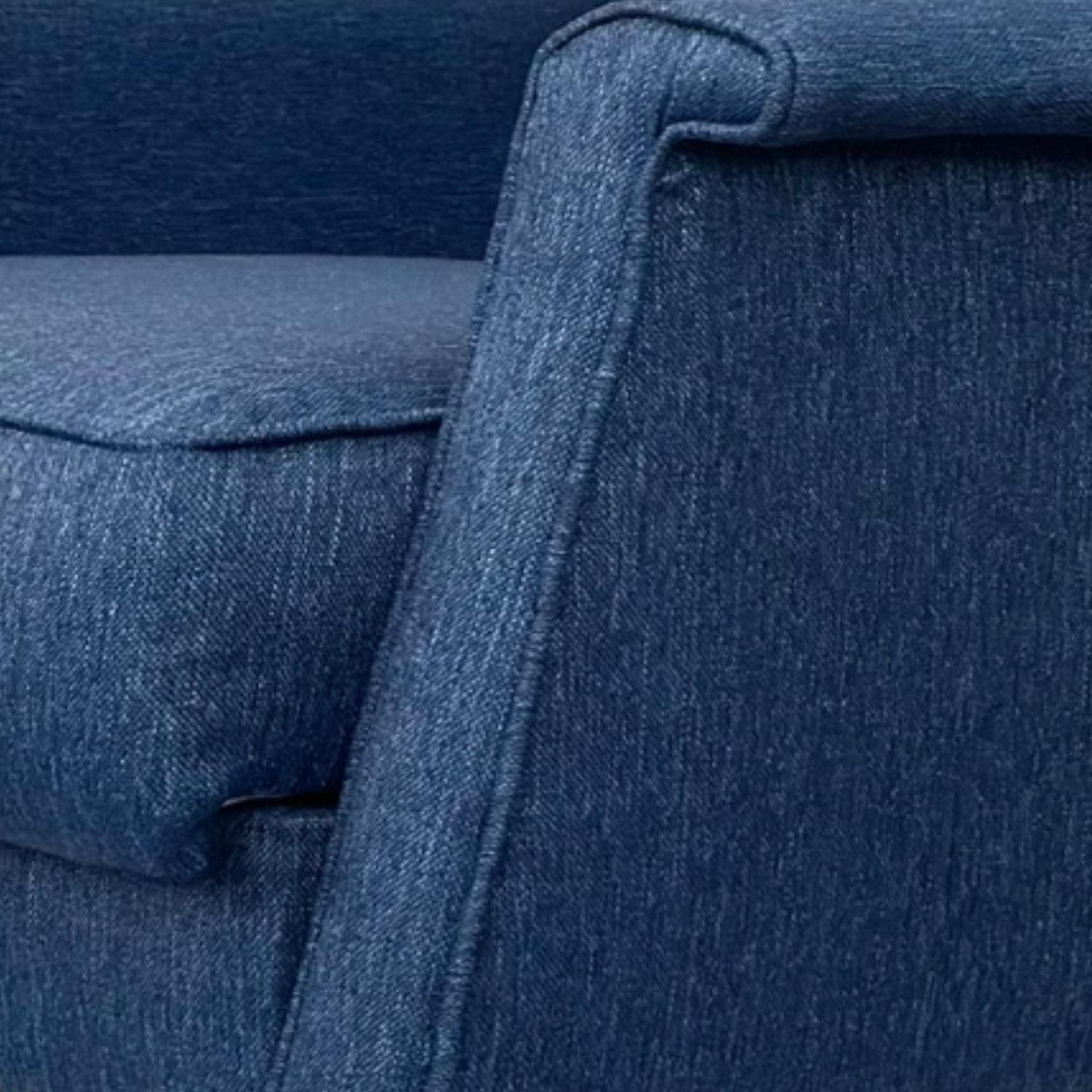 Fauteuil attribué à Gigi Radice pour Minotti en lin bleu des années 1960 Bon état - En vente à New York, NY