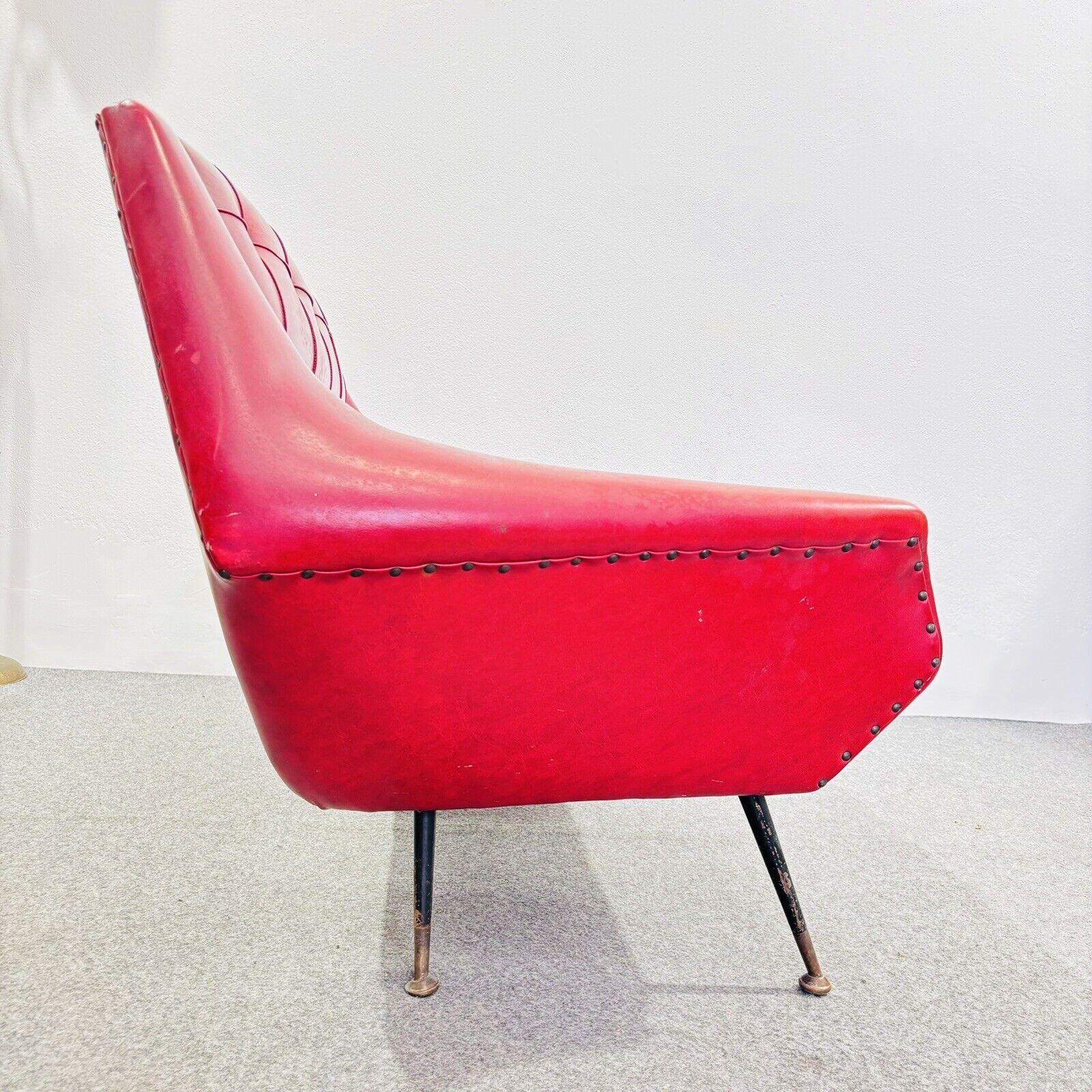 Cuir Canapé deux places Gigi Radice Design du milieu du siècle 1950 Modernisme en vente