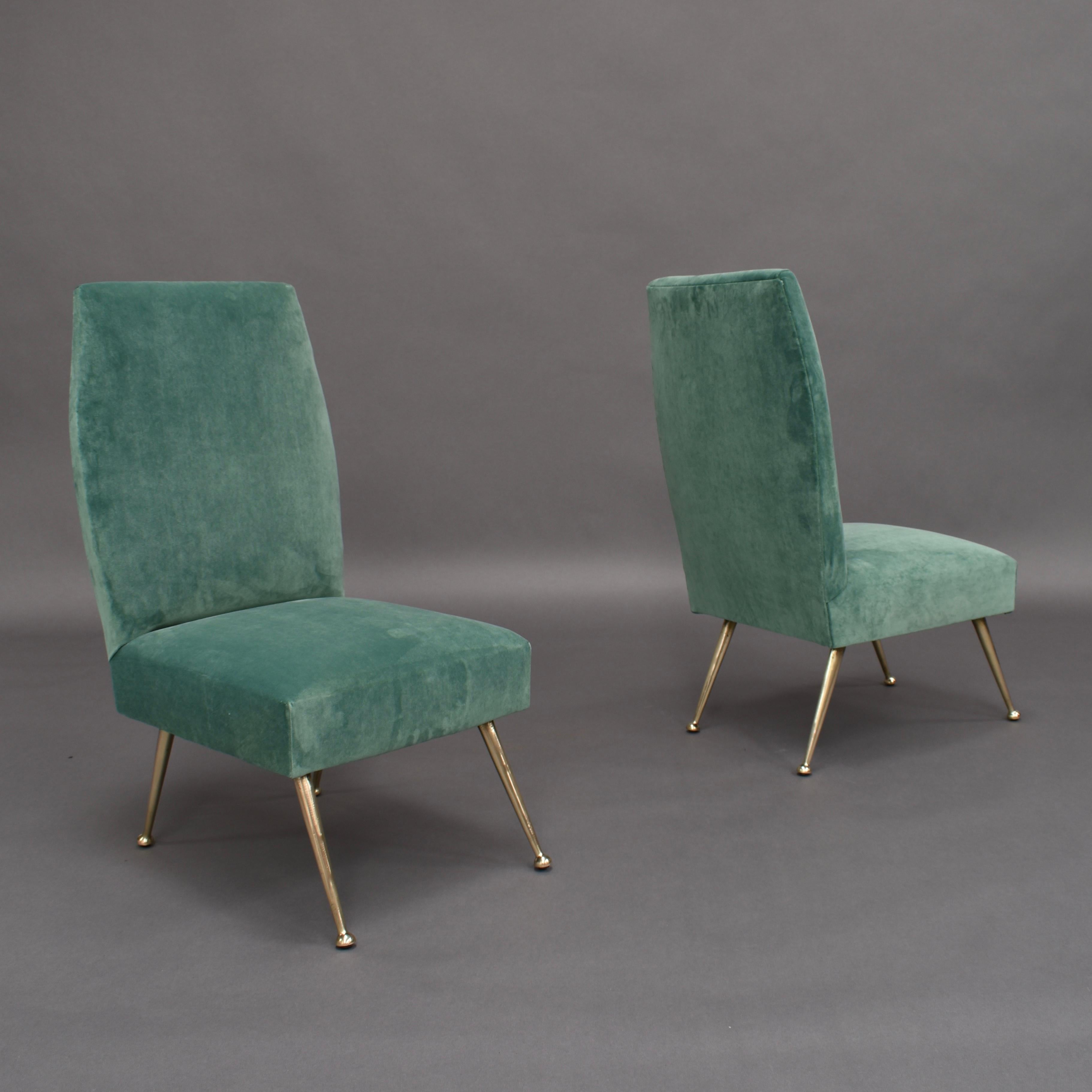 Mid-Century Modern Gigi Radice Elegant and Trendy Pair of Side Chairs for Minotti, Italy, 1950s For Sale