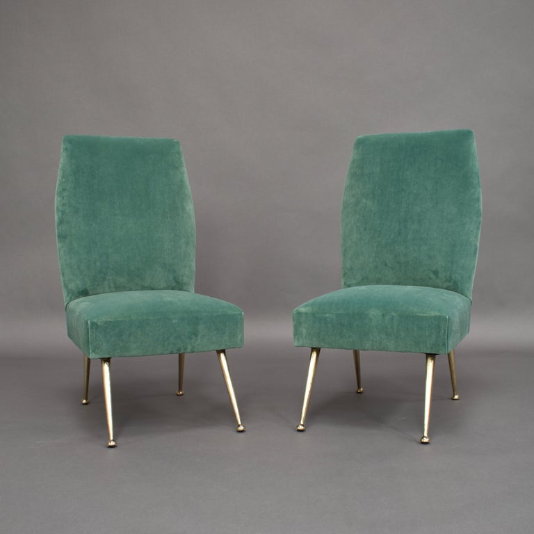Mid-20th Century Gigi Radice Elegant and Trendy Pair of Side Chairs for Minotti, Italy, 1950s For Sale