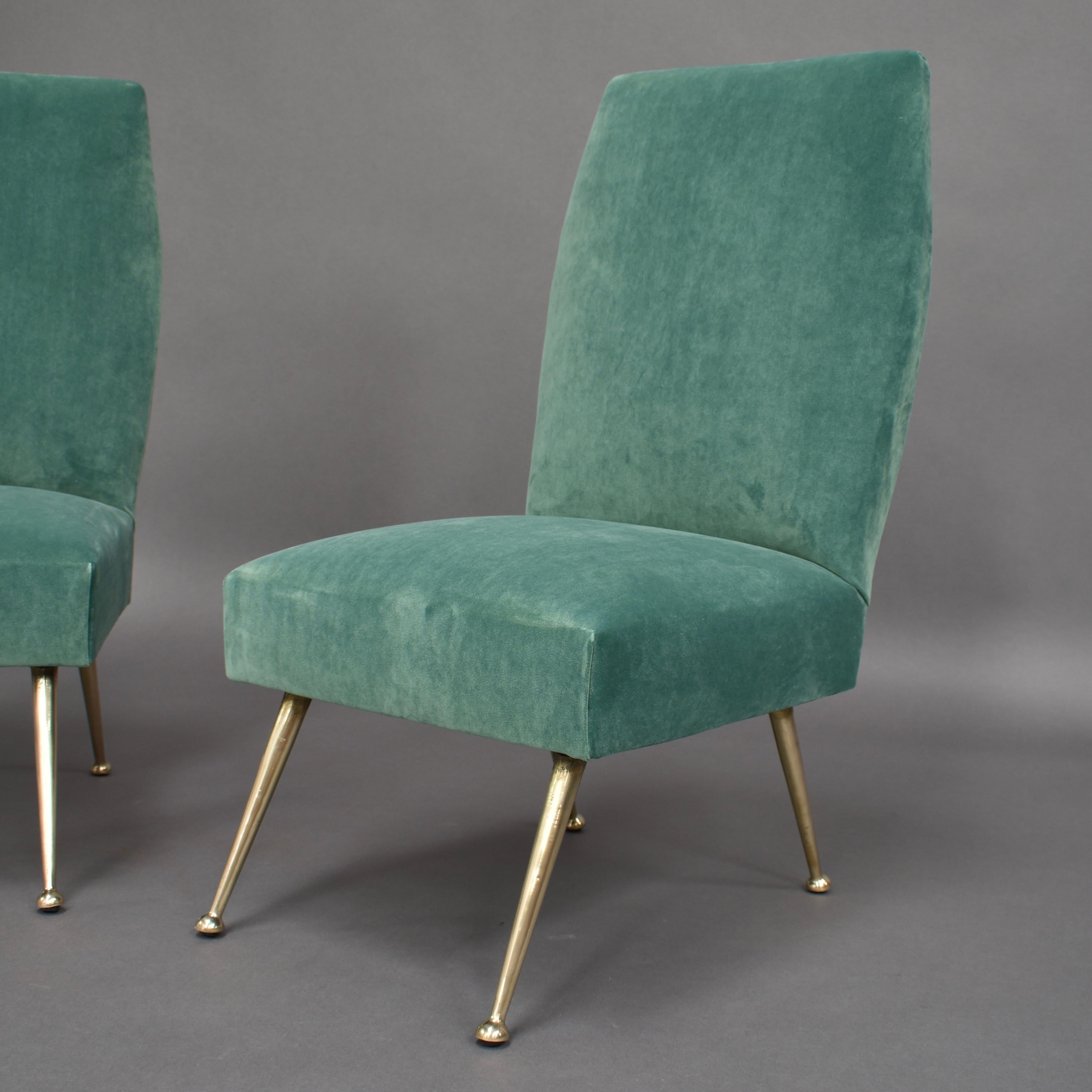 Mid-20th Century Gigi Radice Elegant and Trendy Pair of Side Chairs for Minotti, Italy, 1950s For Sale