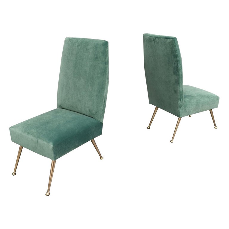 Gigi Radice Elegant and Trendy Pair of Side Chairs for Minotti, Italy, 1950s For Sale
