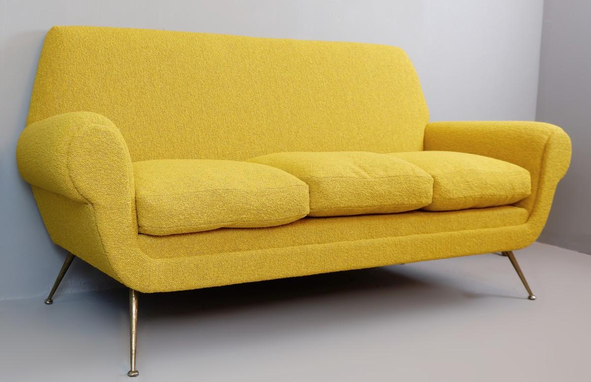 Gigi Radice for Minotti 3-seat sofa - 1950s - Curry color new upholstery.