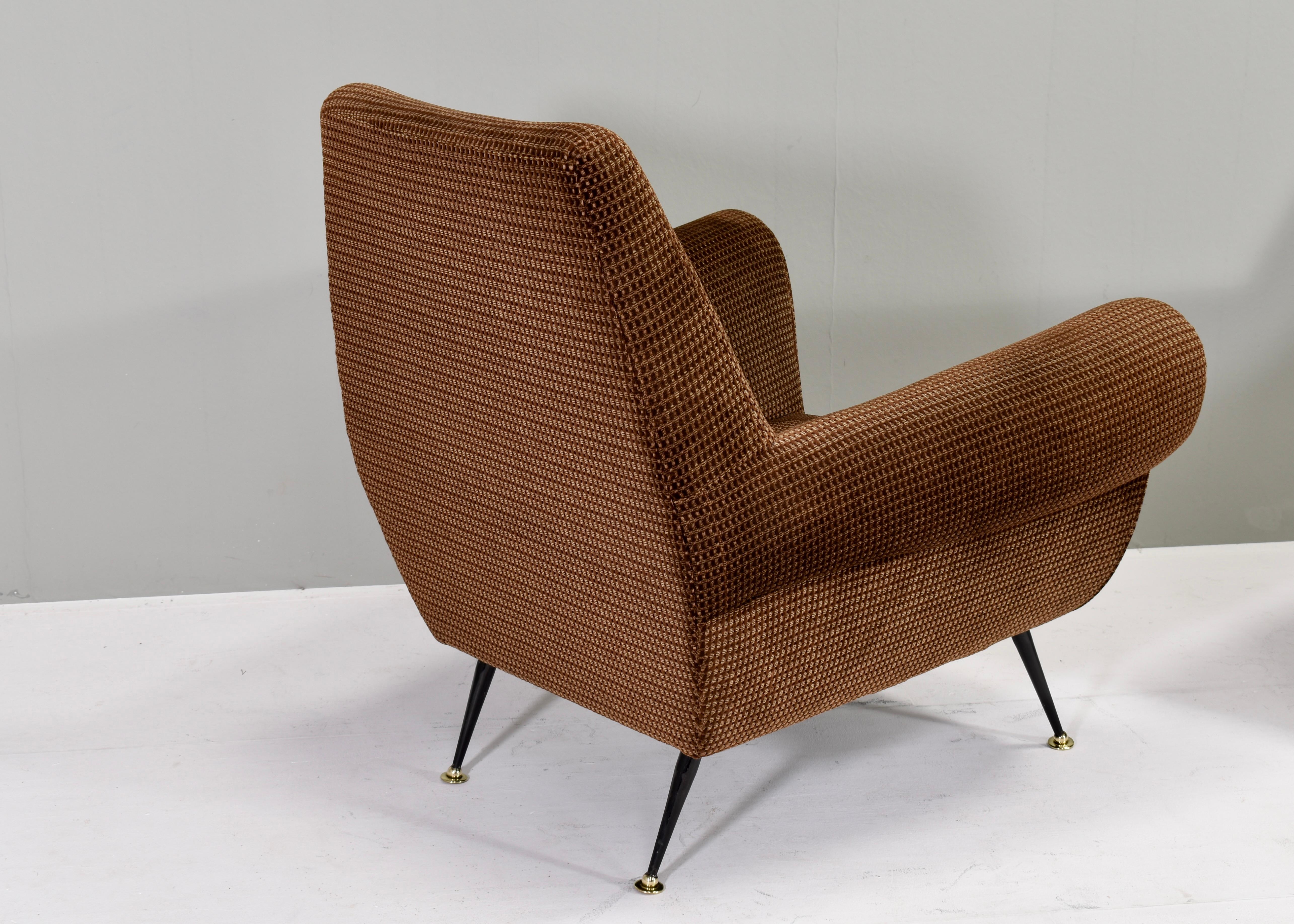 Gigi Radice for Minotti Club Lounge Armchairs in Velvet Mohair Italy circa 1950 In Good Condition In Pijnacker, Zuid-Holland