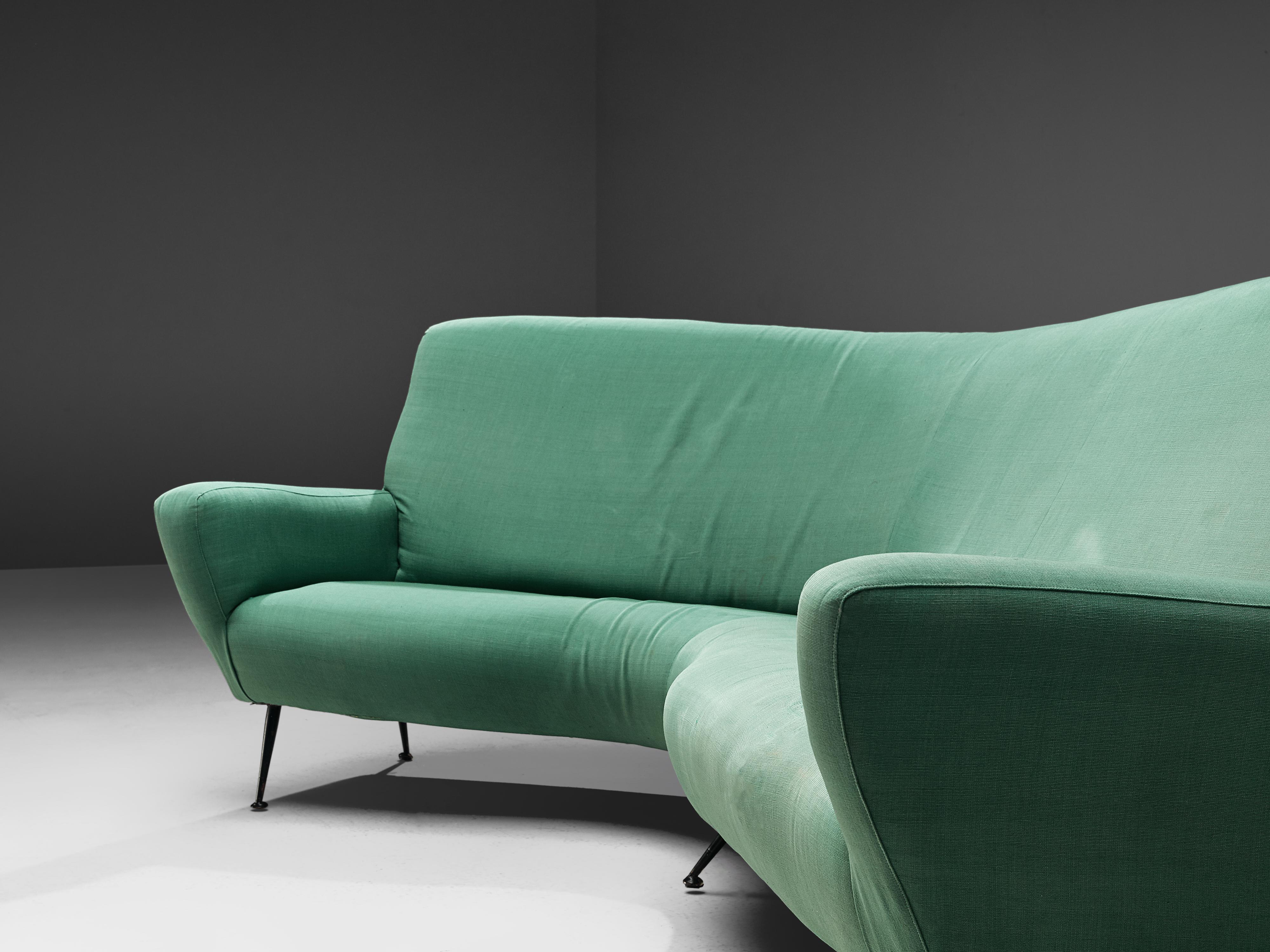 Gigi Radice for Minotti Curved Sofa in Green Upholstery In Fair Condition In Waalwijk, NL