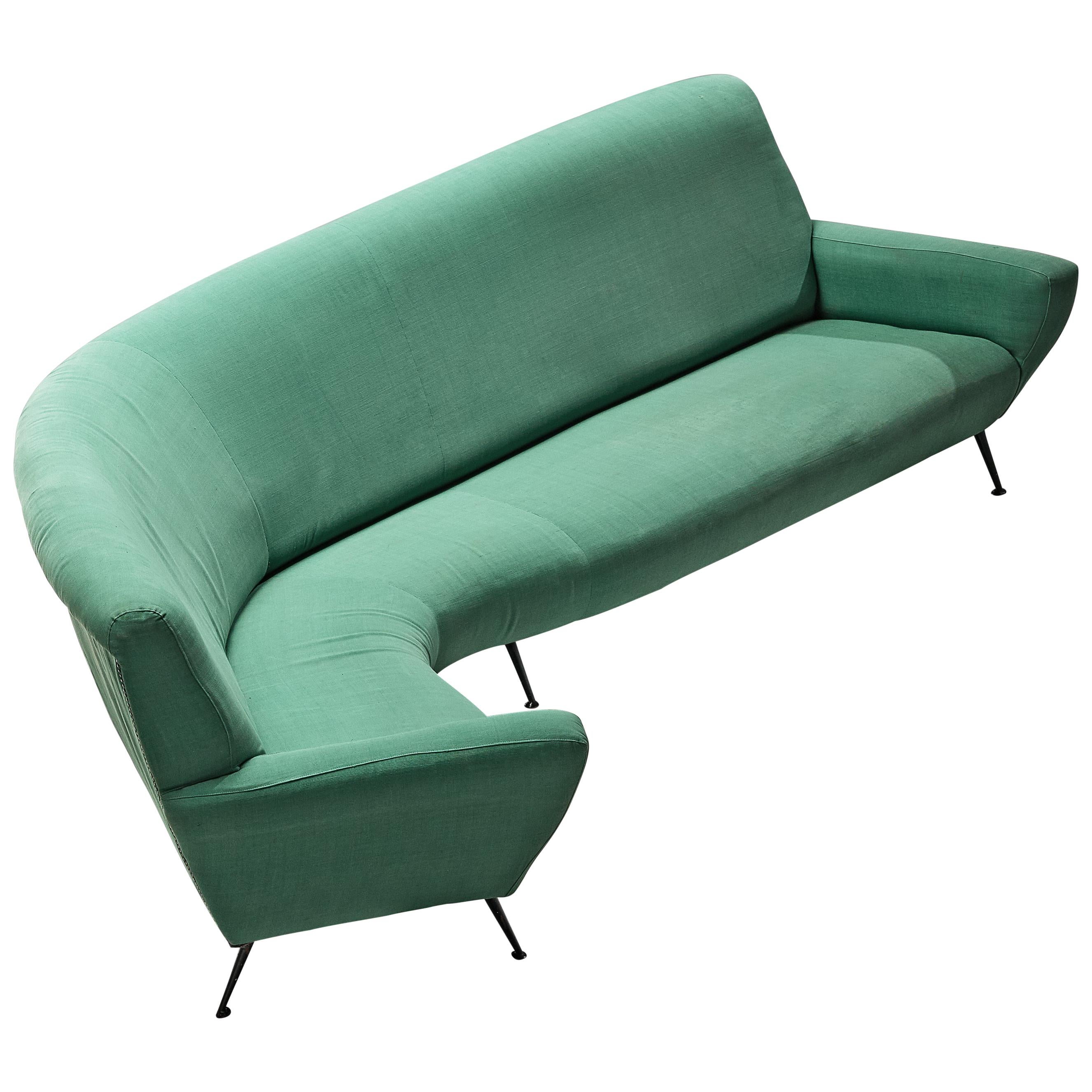 Gigi Radice for Minotti Curved Sofa in Green Upholstery