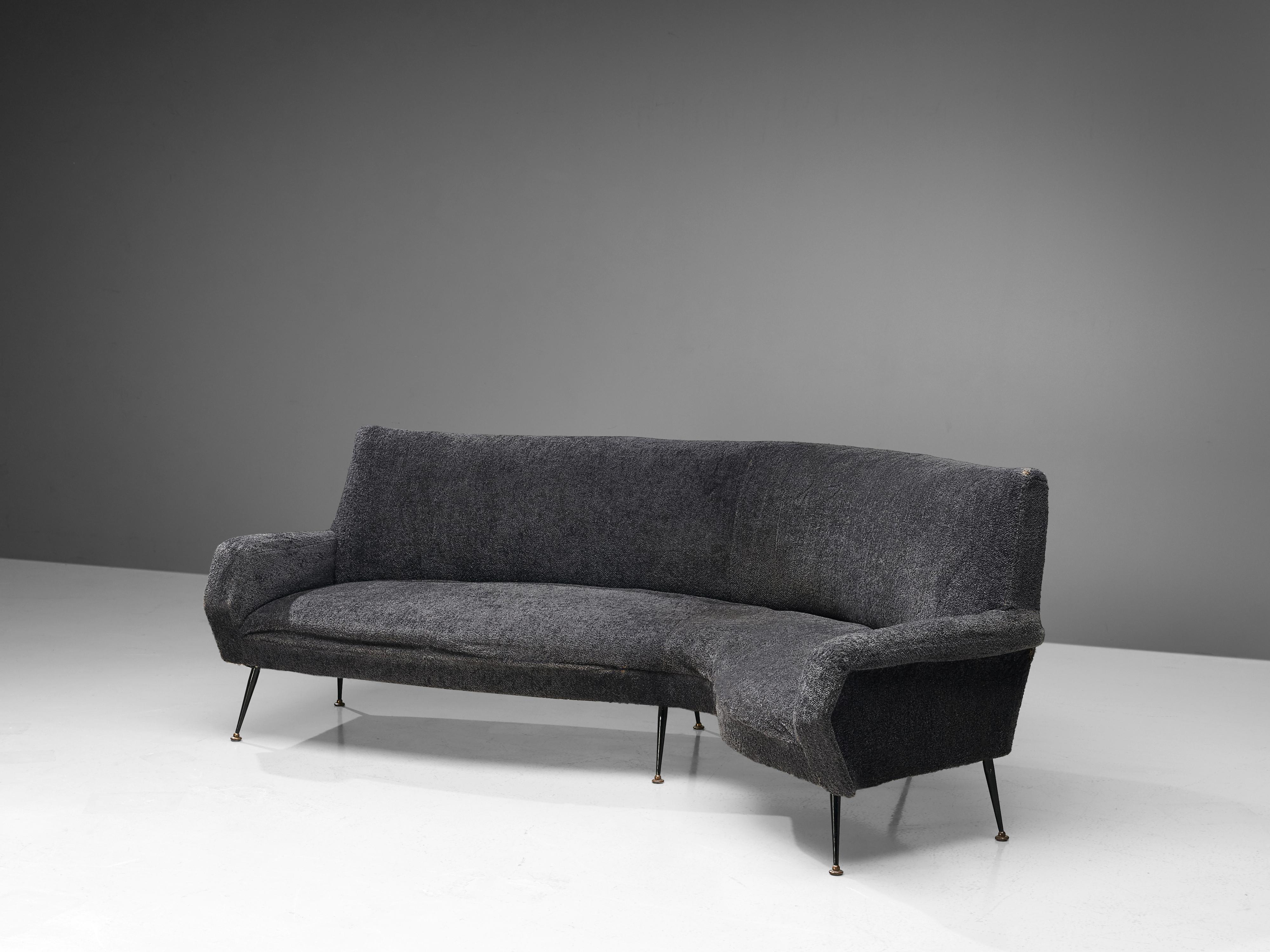 Mid-Century Modern Gigi Radice for Minotti Curved Sofa in Grey Upholstery