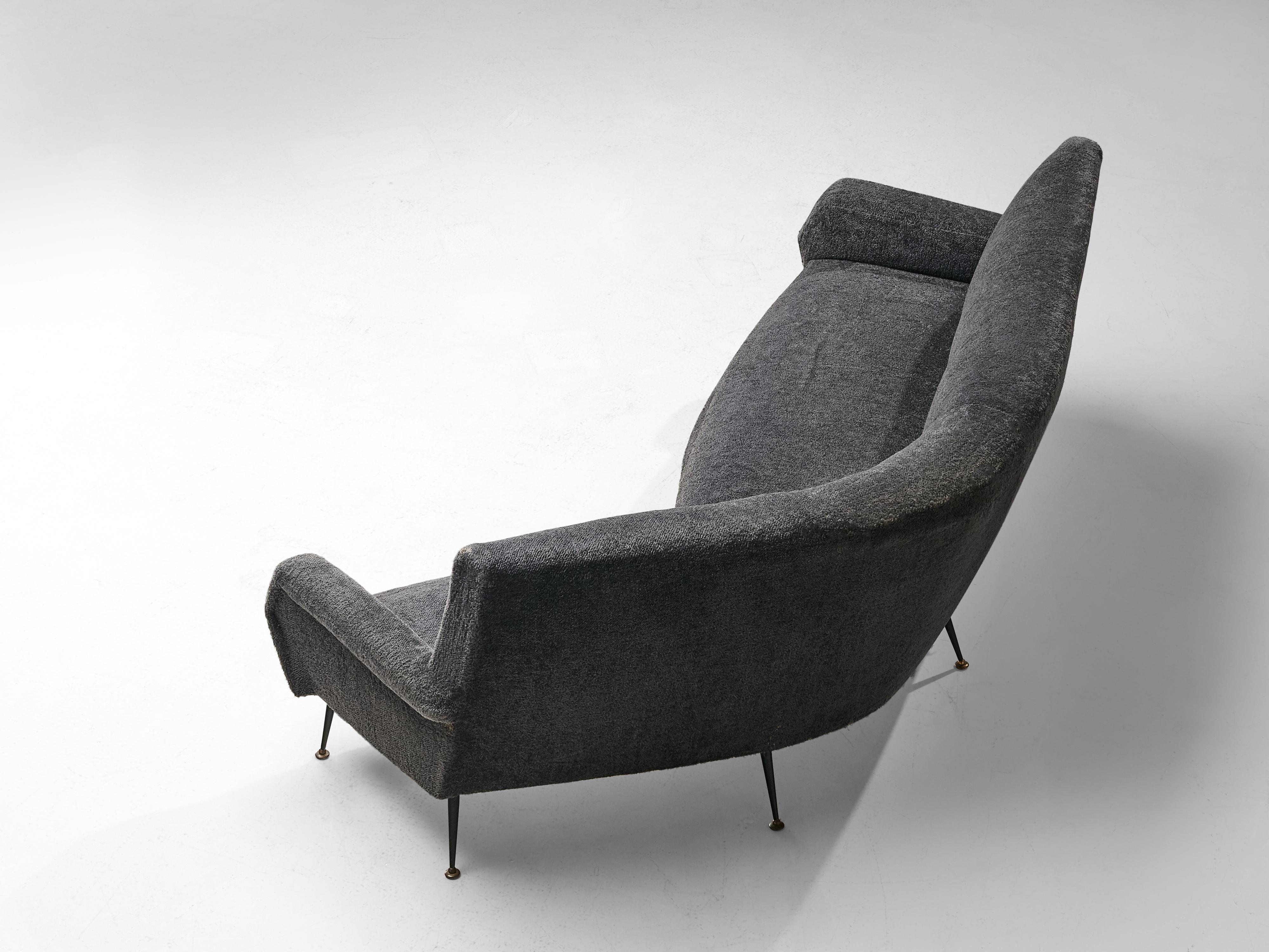 Italian Gigi Radice for Minotti Curved Sofa in Grey Upholstery