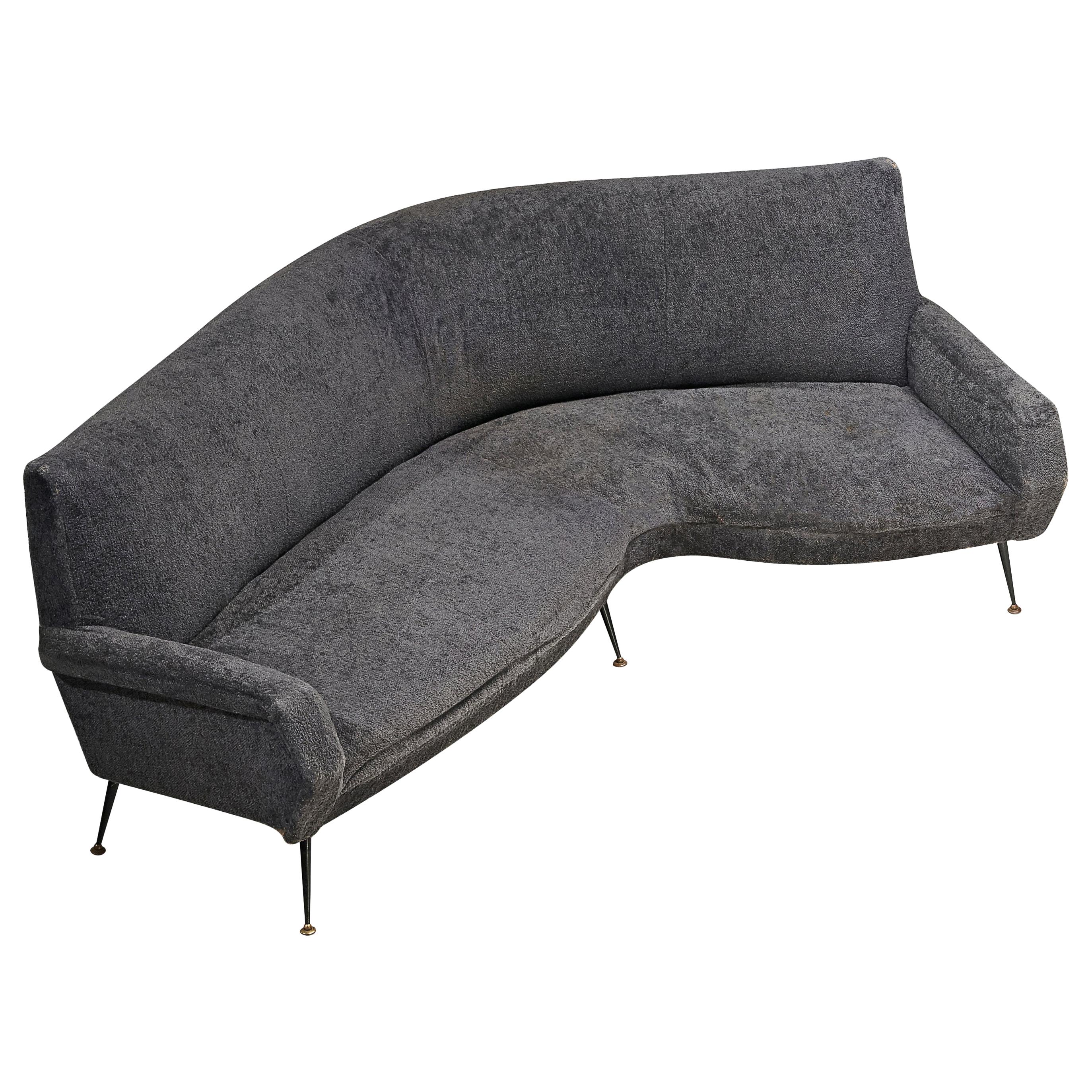 Gigi Radice for Minotti Curved Sofa in Grey Upholstery