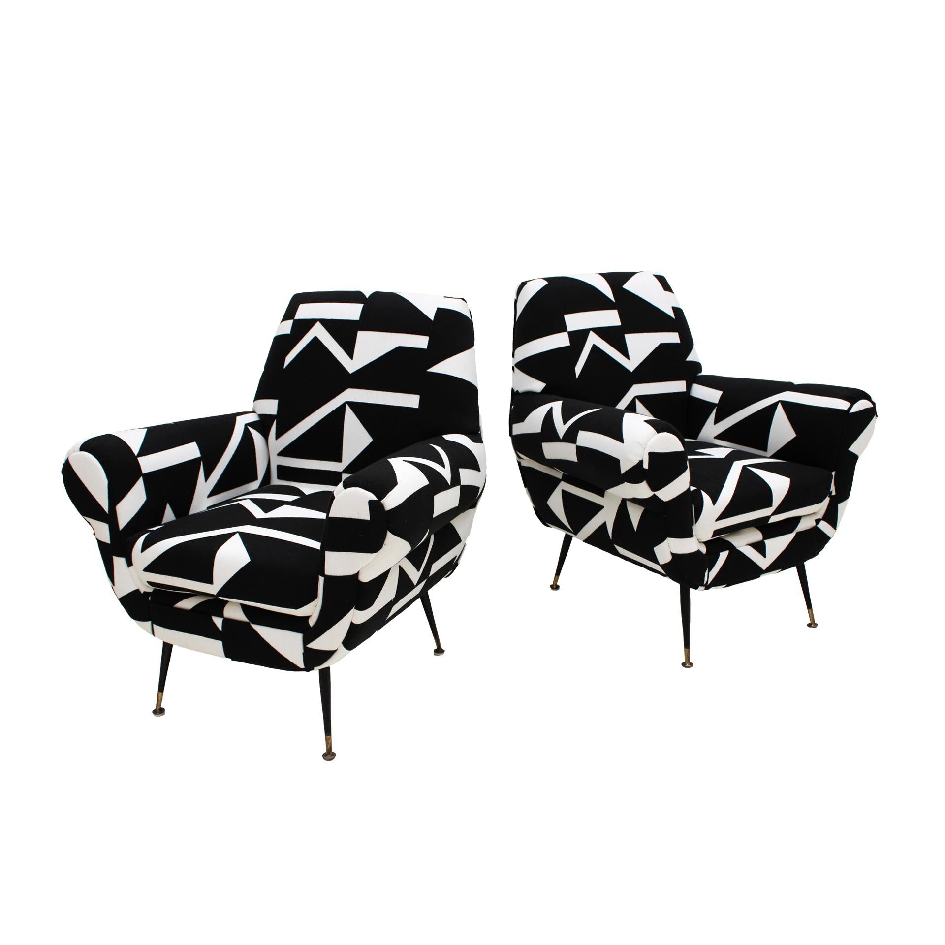 Gigi Radice for Minotti Mid-Century Modern Pair of Italian Armchairs, 1950s In Good Condition For Sale In Madrid, ES