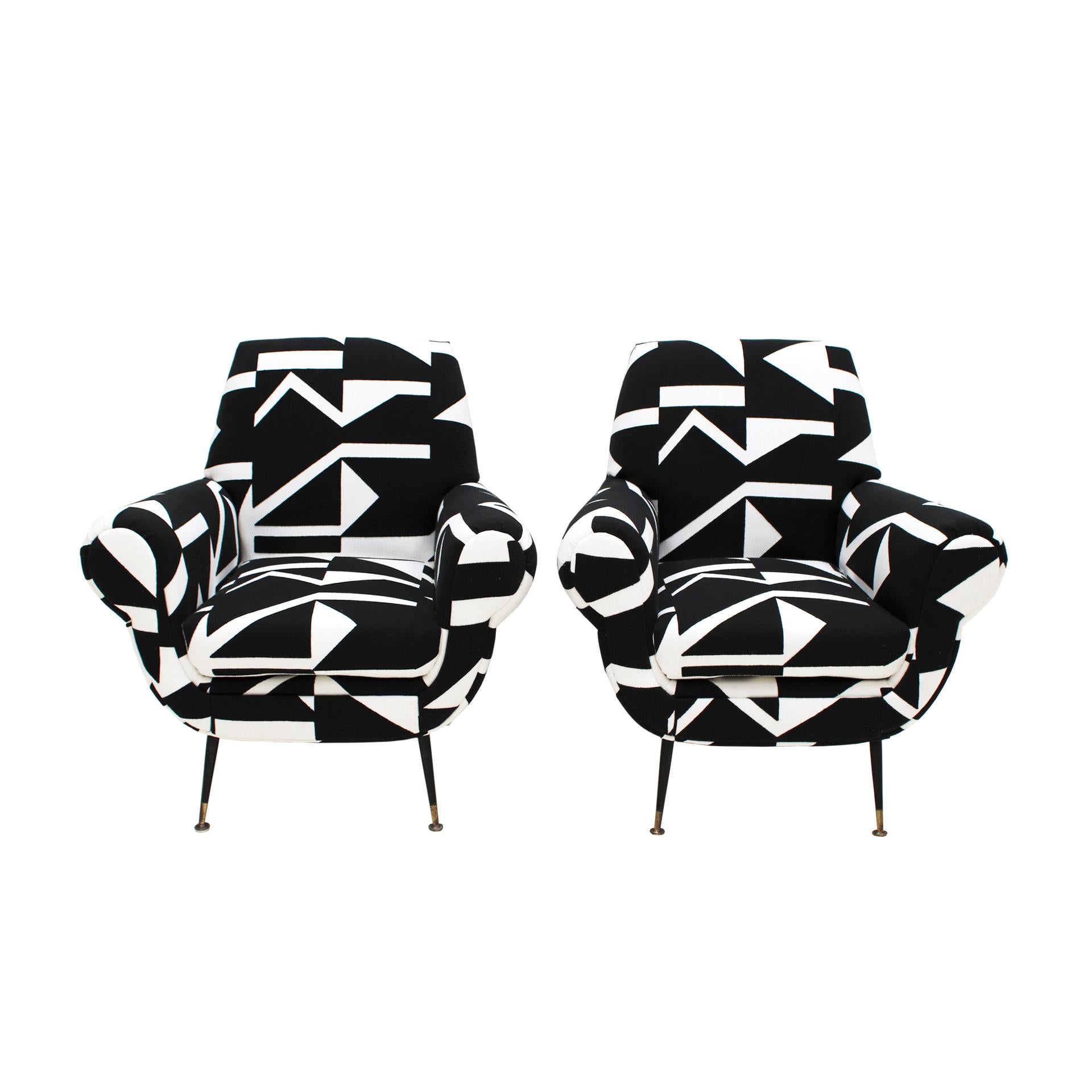 Mid-20th Century Gigi Radice for Minotti Mid-Century Modern Pair of Italian Armchairs, 1950s