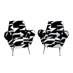 Gigi Radice for Minotti Mid-Century Modern Pair of Italian Armchairs, 1950s