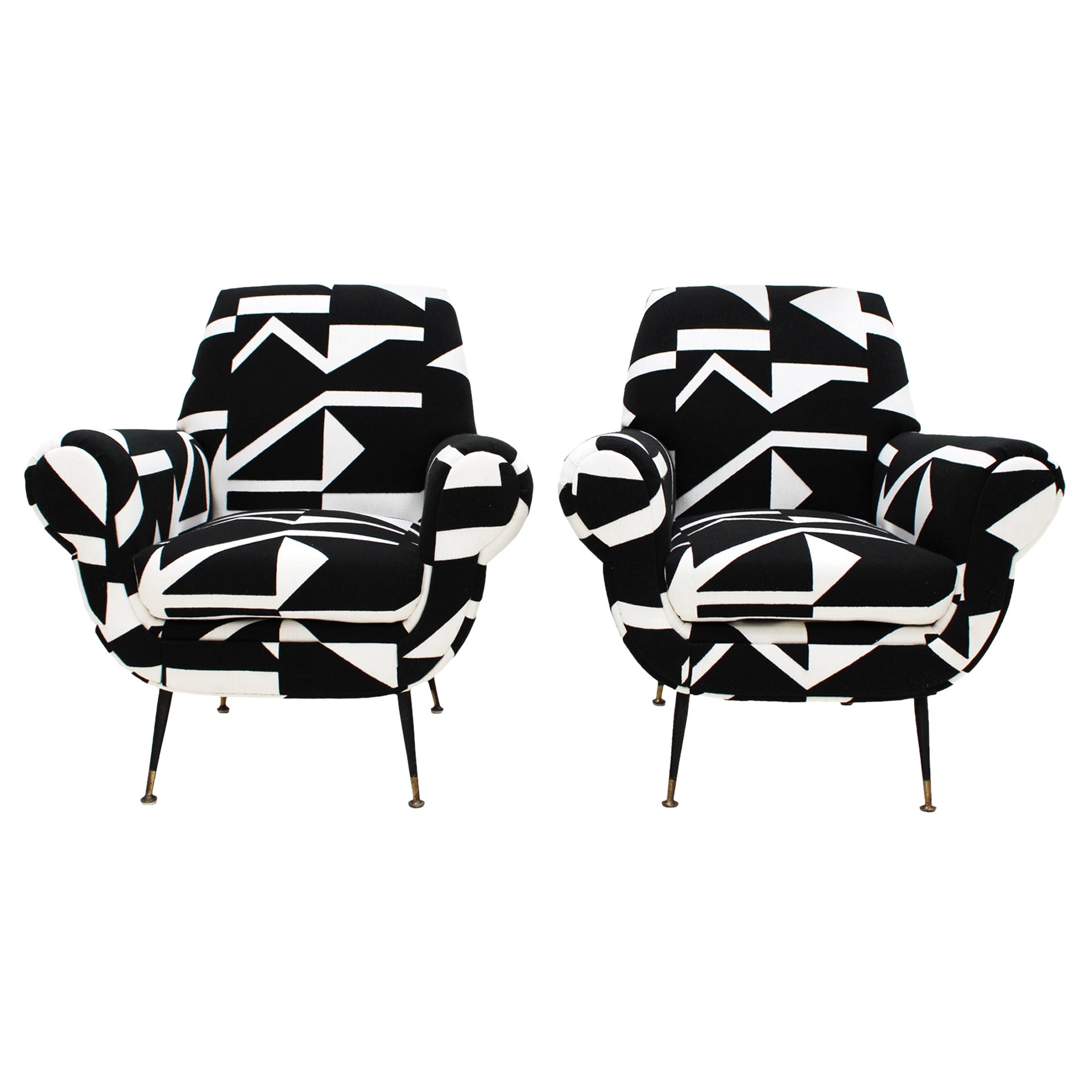 Gigi Radice for Minotti Mid-Century Modern Pair of Italian Armchairs, 1950s