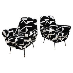 Retro Gigi Radice for Minotti Mid-Century Modern Pair of Italian Armchairs, 1950s