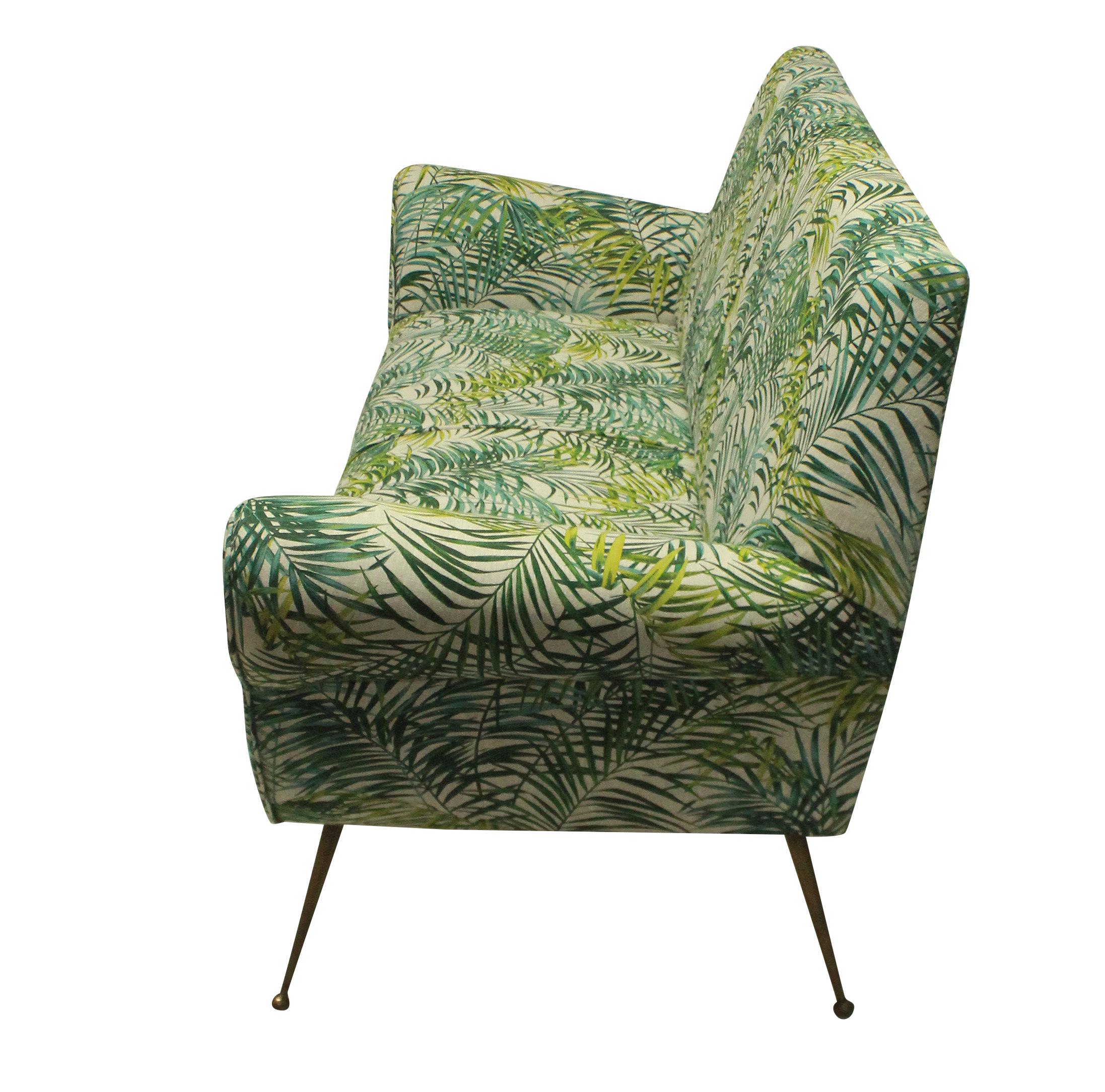 Mid-Century Modern Gigi Radice for Minotti Sofa in Palm Print Linen