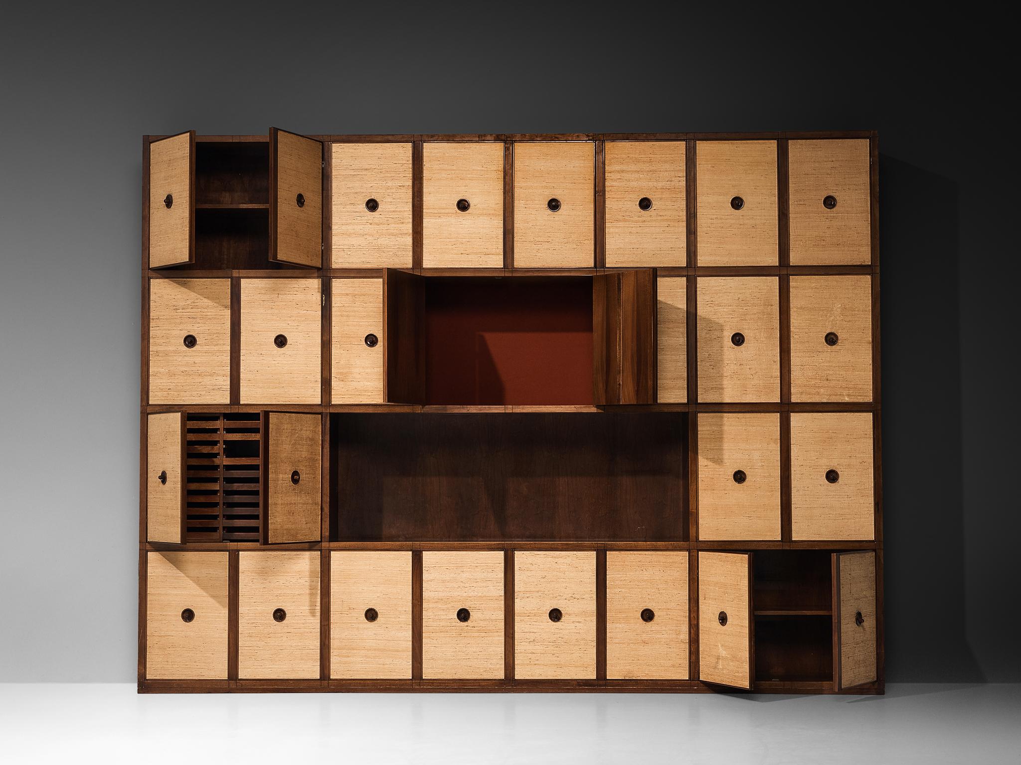 Gigi Radice for Studio Gino Colombo Unique Wall Unit in Walnut and Seagrass For Sale 4