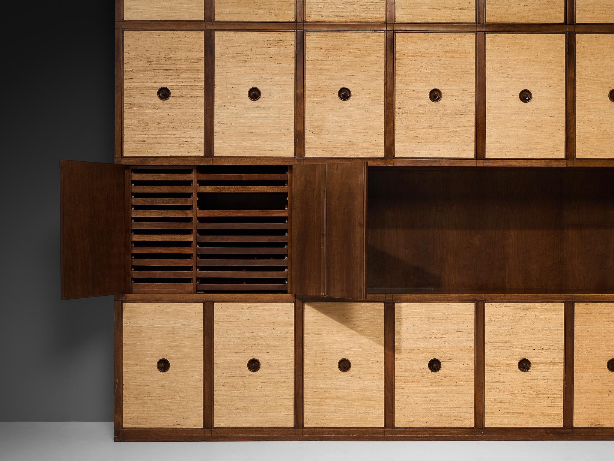 Gigi Radice for Studio Gino Colombo Unique Wall Unit in Walnut and Seagrass For Sale 6
