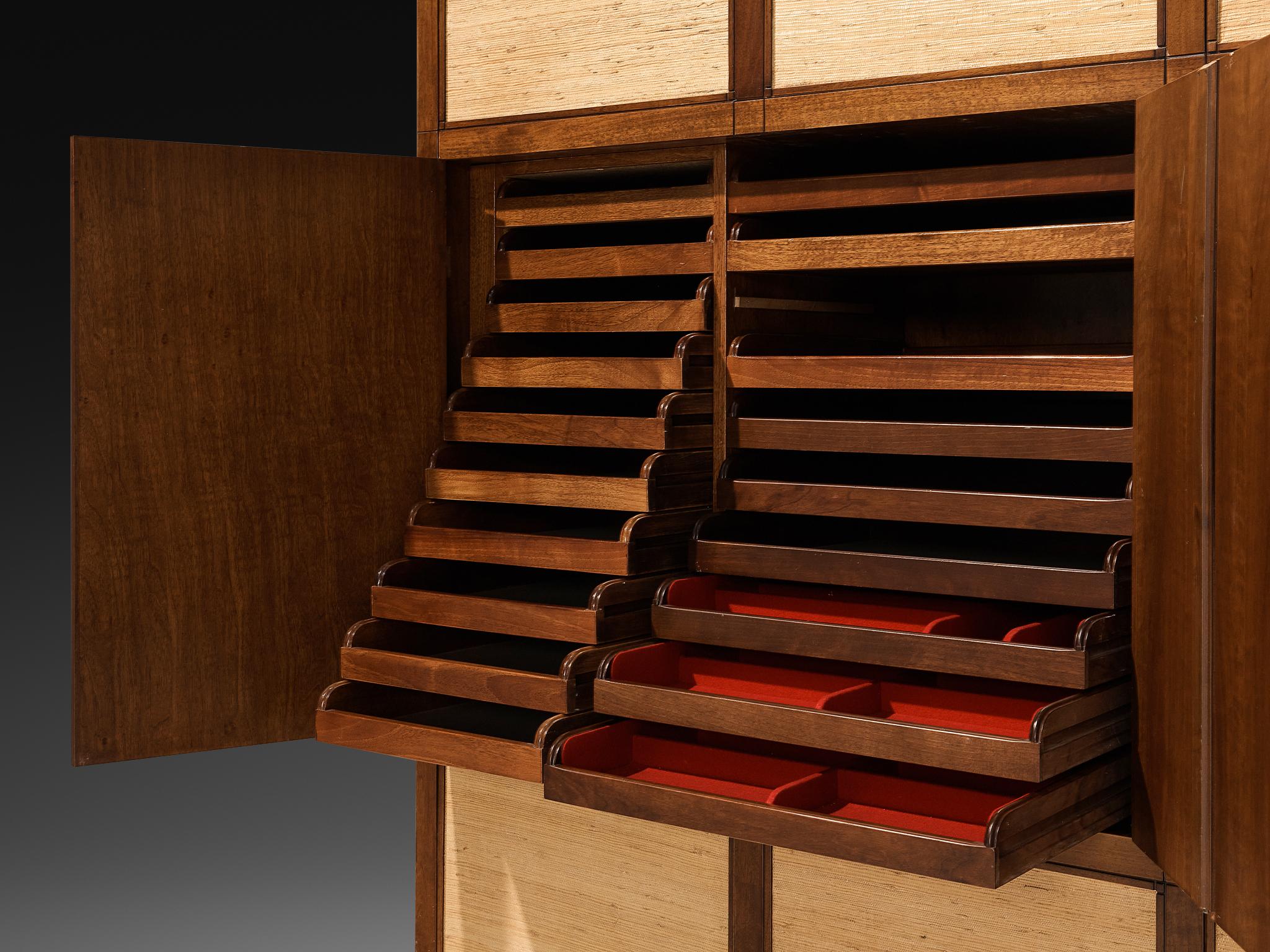 Gigi Radice for Studio Gino Colombo Unique Wall Unit in Walnut and Seagrass For Sale 7