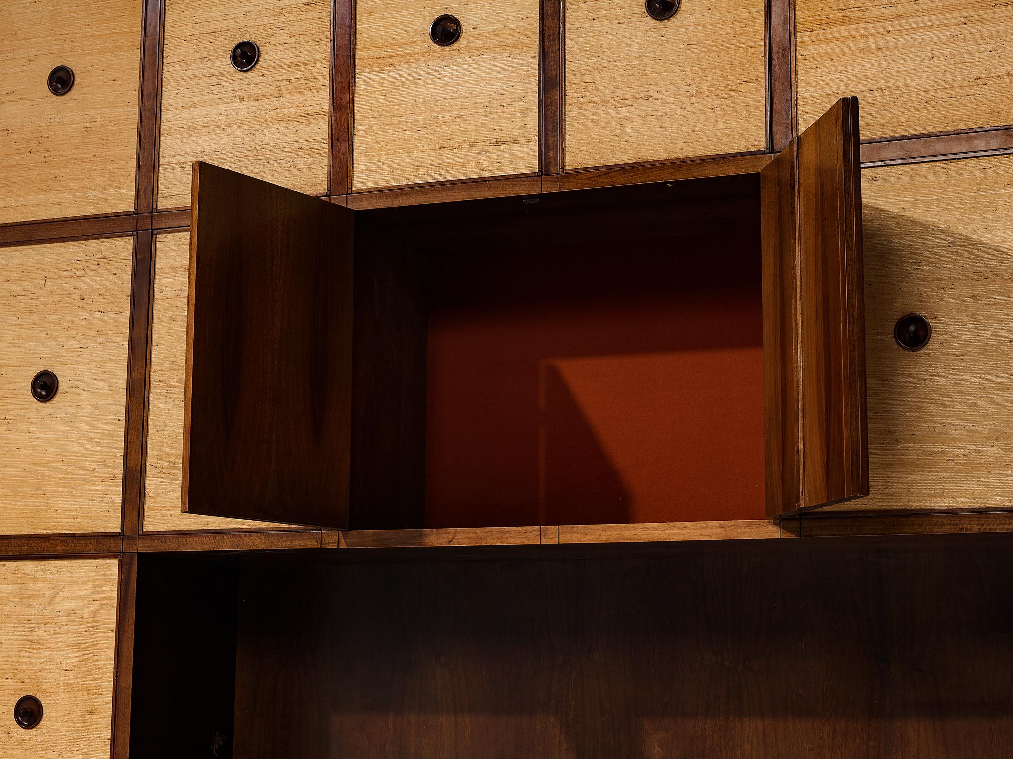 Gigi Radice for Studio Gino Colombo Unique Wall Unit in Walnut and Seagrass For Sale 8