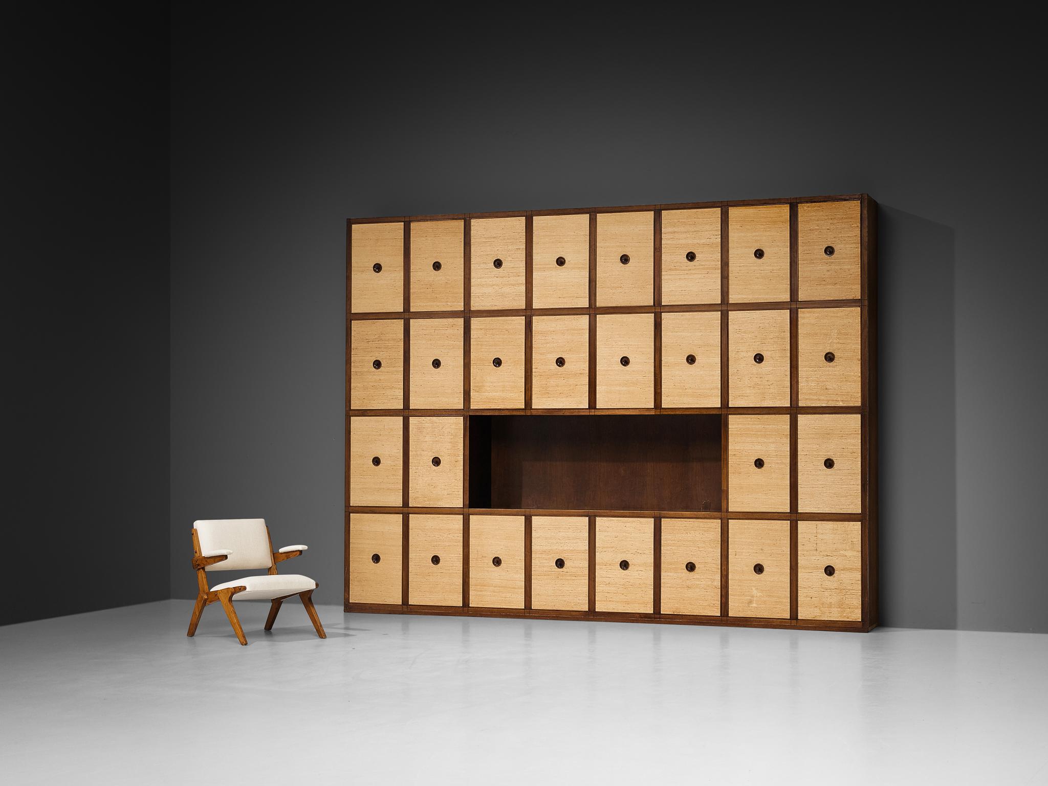 Gigi Radice for Studio Gino Colombo Unique Wall Unit in Walnut and Seagrass In Good Condition For Sale In Waalwijk, NL