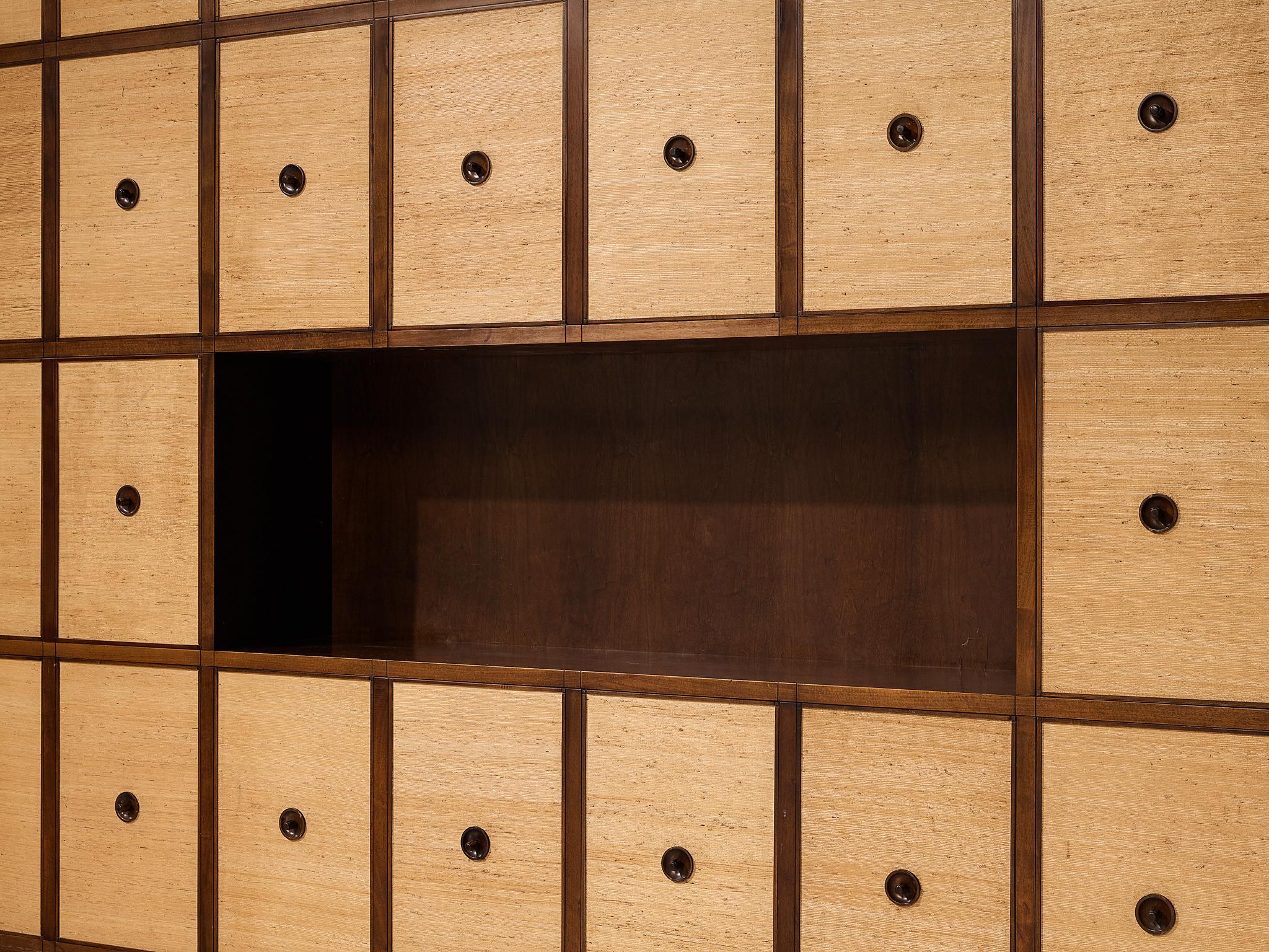 Gigi Radice for Studio Gino Colombo Unique Wall Unit in Walnut and Seagrass For Sale 2