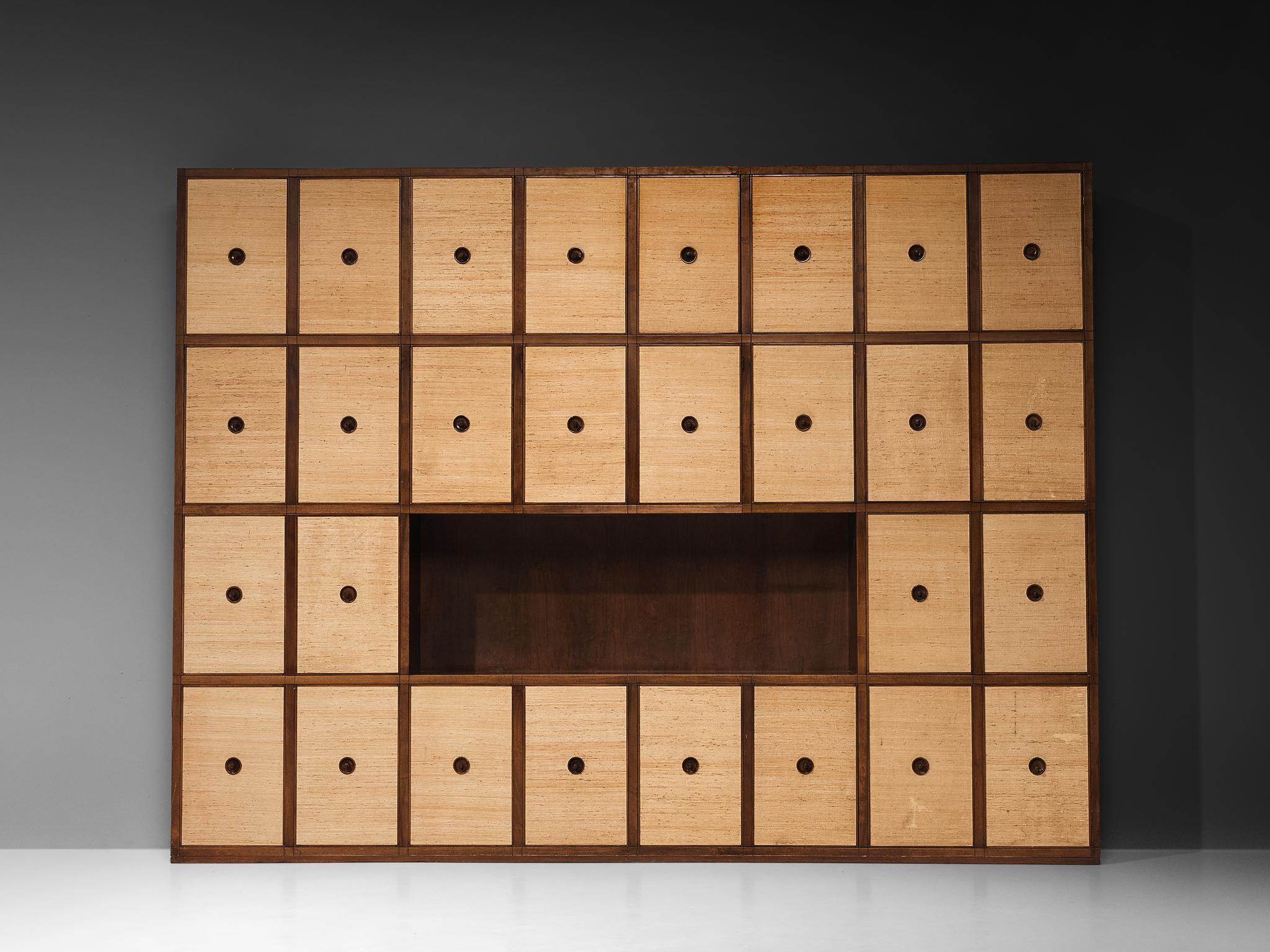 Gigi Radice for Studio Gino Colombo Unique Wall Unit in Walnut and Seagrass For Sale 3