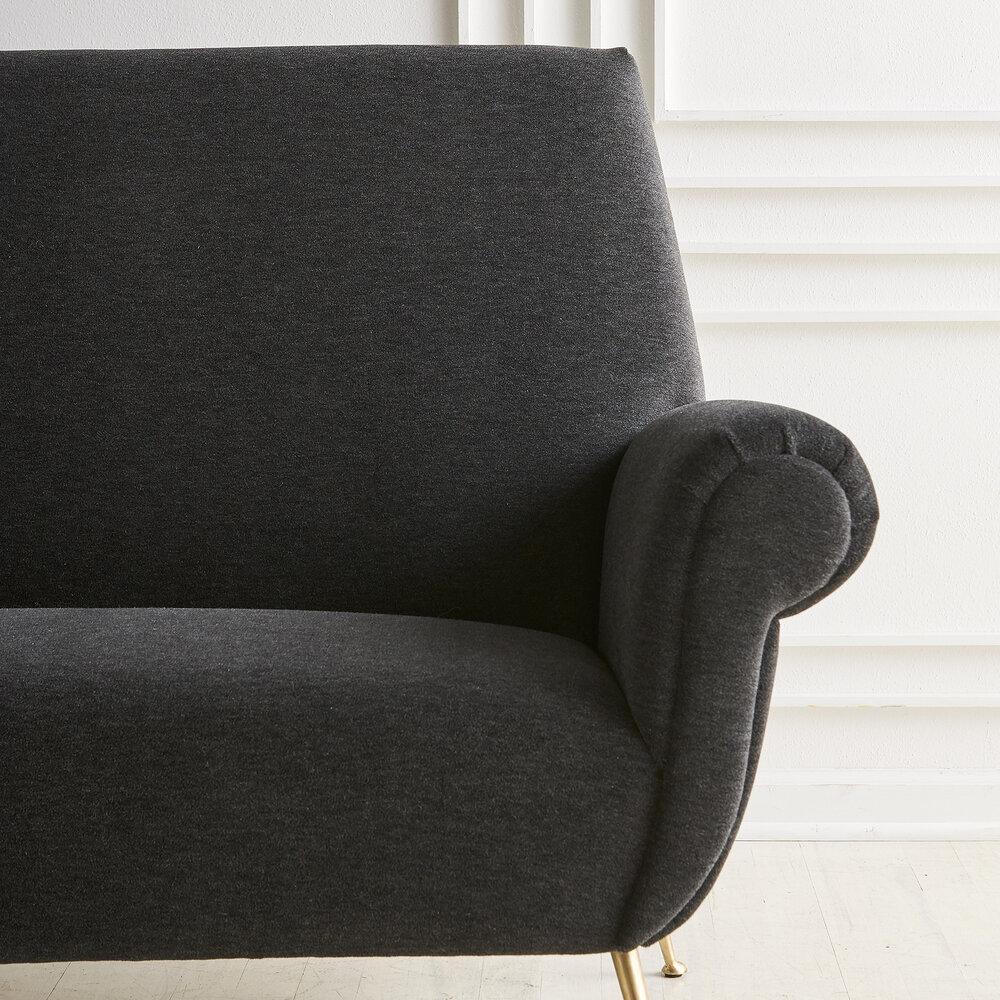 Gigi Radice Italian Settee Loveseat in Charcoal Gray Mohair 2