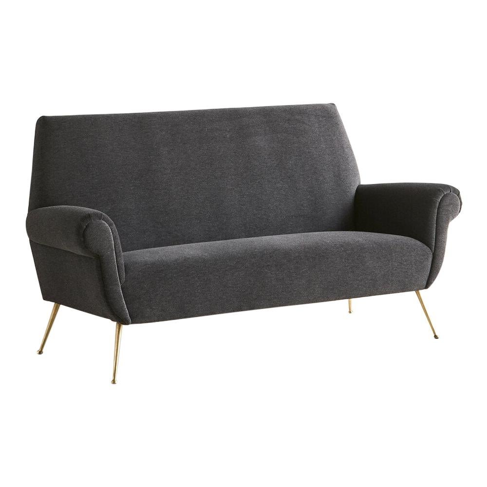 Gigi Radice Italian Settee Loveseat in Charcoal Gray Mohair