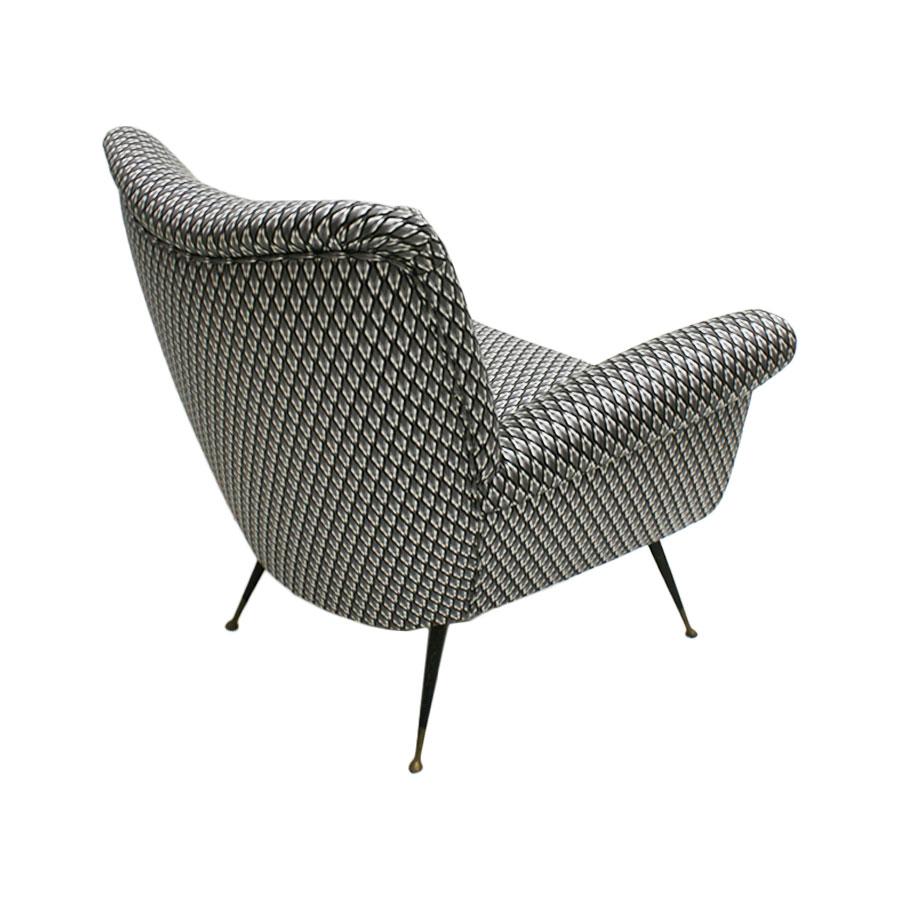 Mid-Century Modern Gigi Radice Mid-Century Armchair Upholstered in Serpentino Fabric For Sale