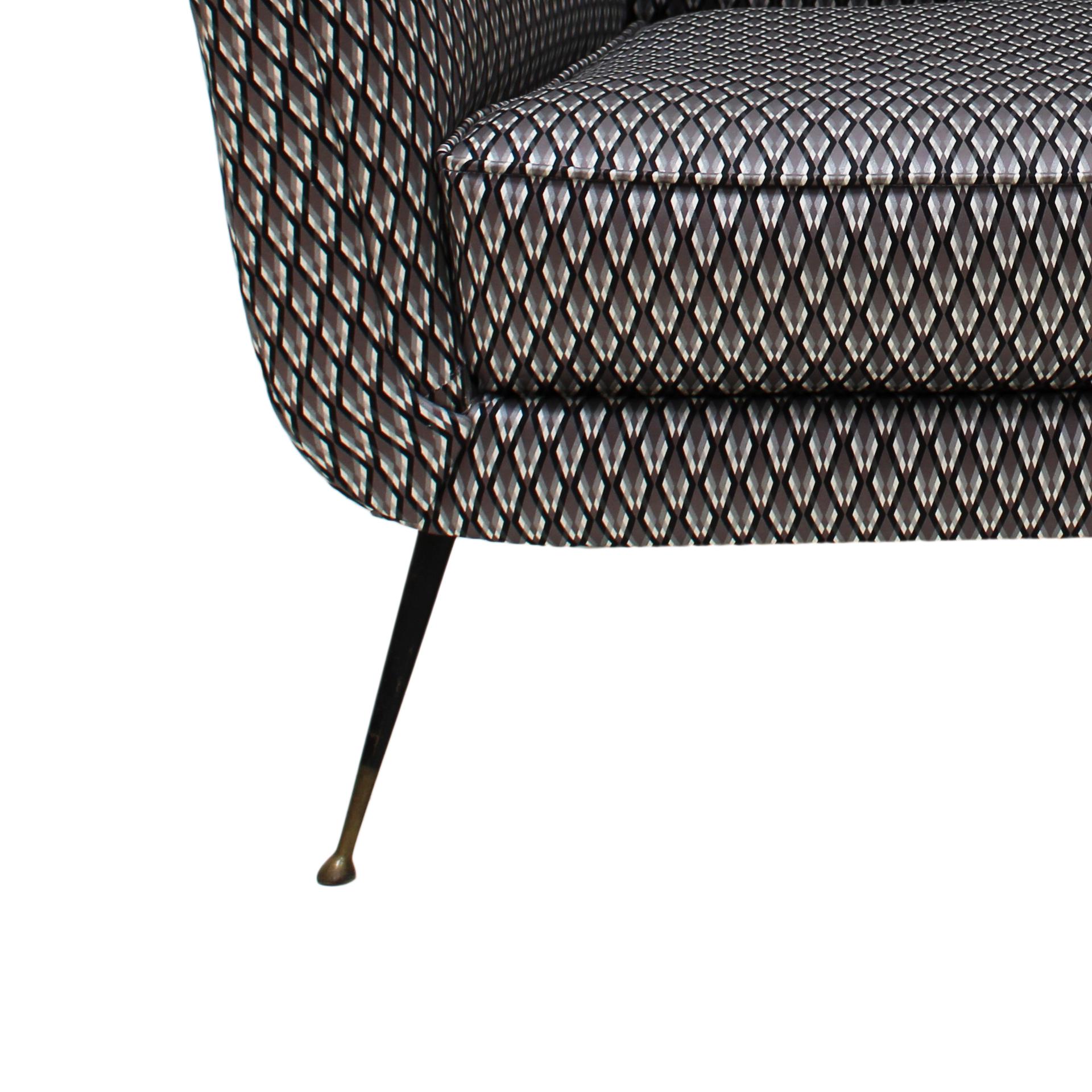 Metal Gigi Radice Mid-Century Armchair Upholstered in Serpentino Fabric For Sale