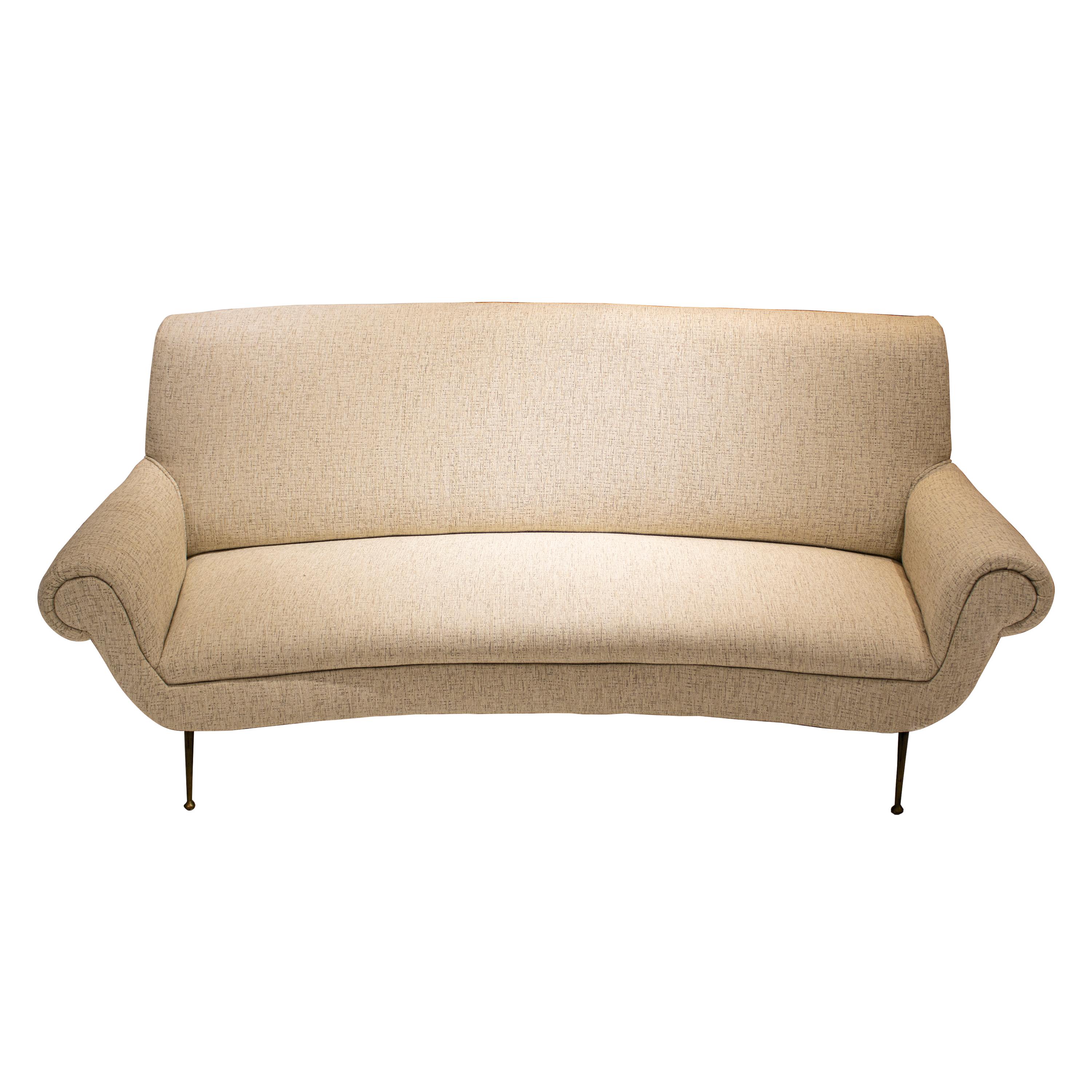Gigi Radice Mid-Century Modern Chenille Cotton Curved Italian Sofa In Good Condition For Sale In Madrid, ES