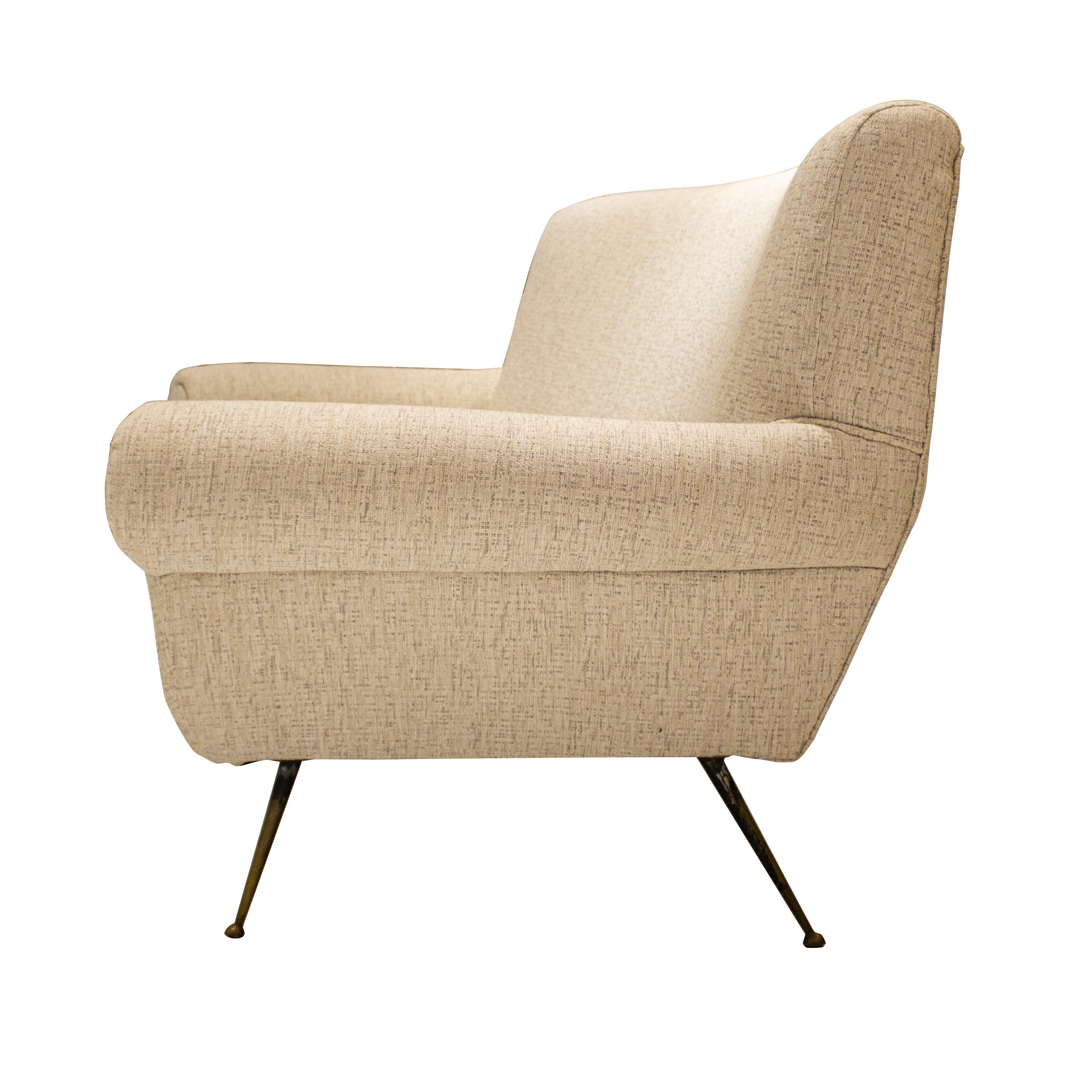 Gigi Radice Mid-Century Modern Chenille Cotton Curved Italian Sofa For Sale 1