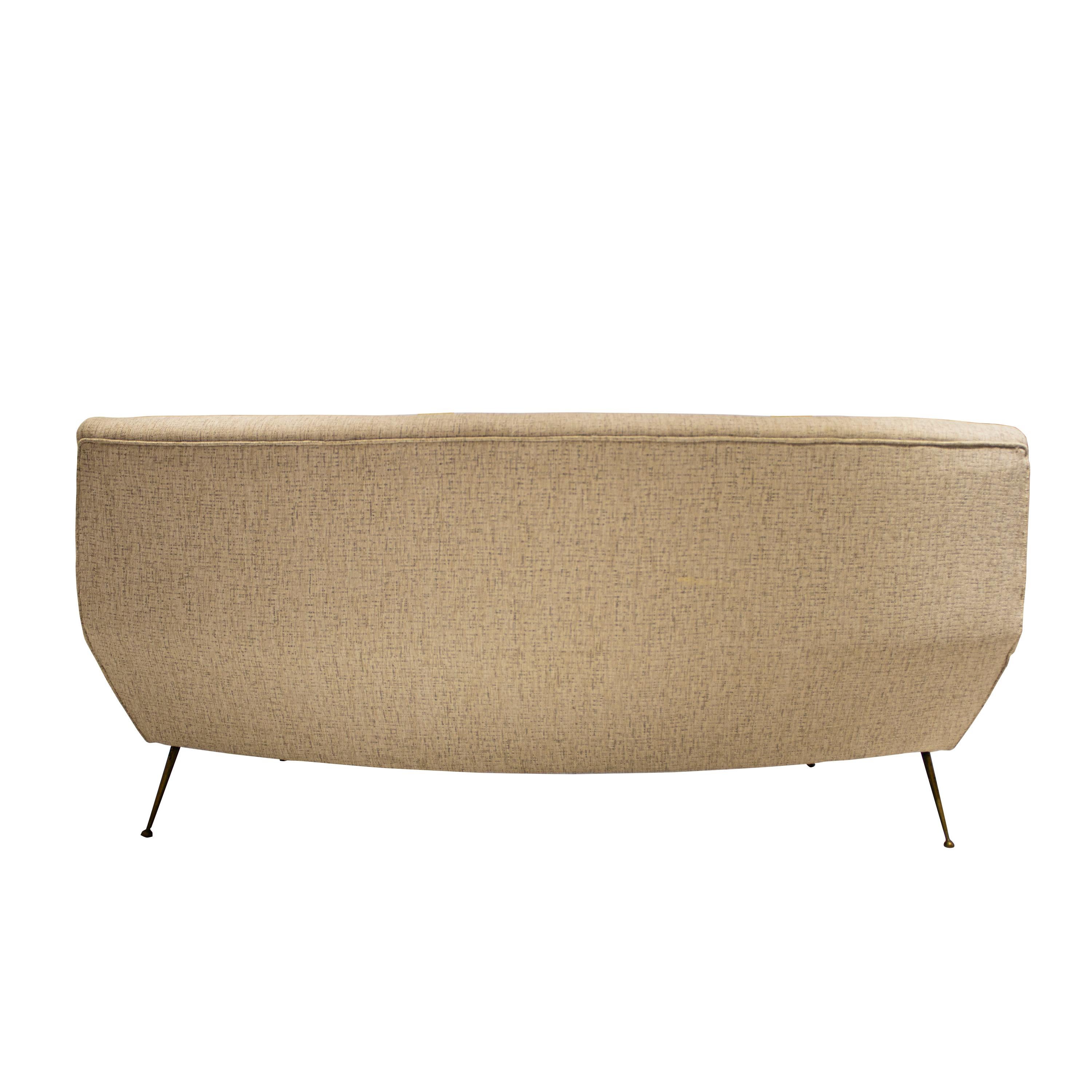 Gigi Radice Mid-Century Modern Chenille Cotton Curved Italian Sofa For Sale 2
