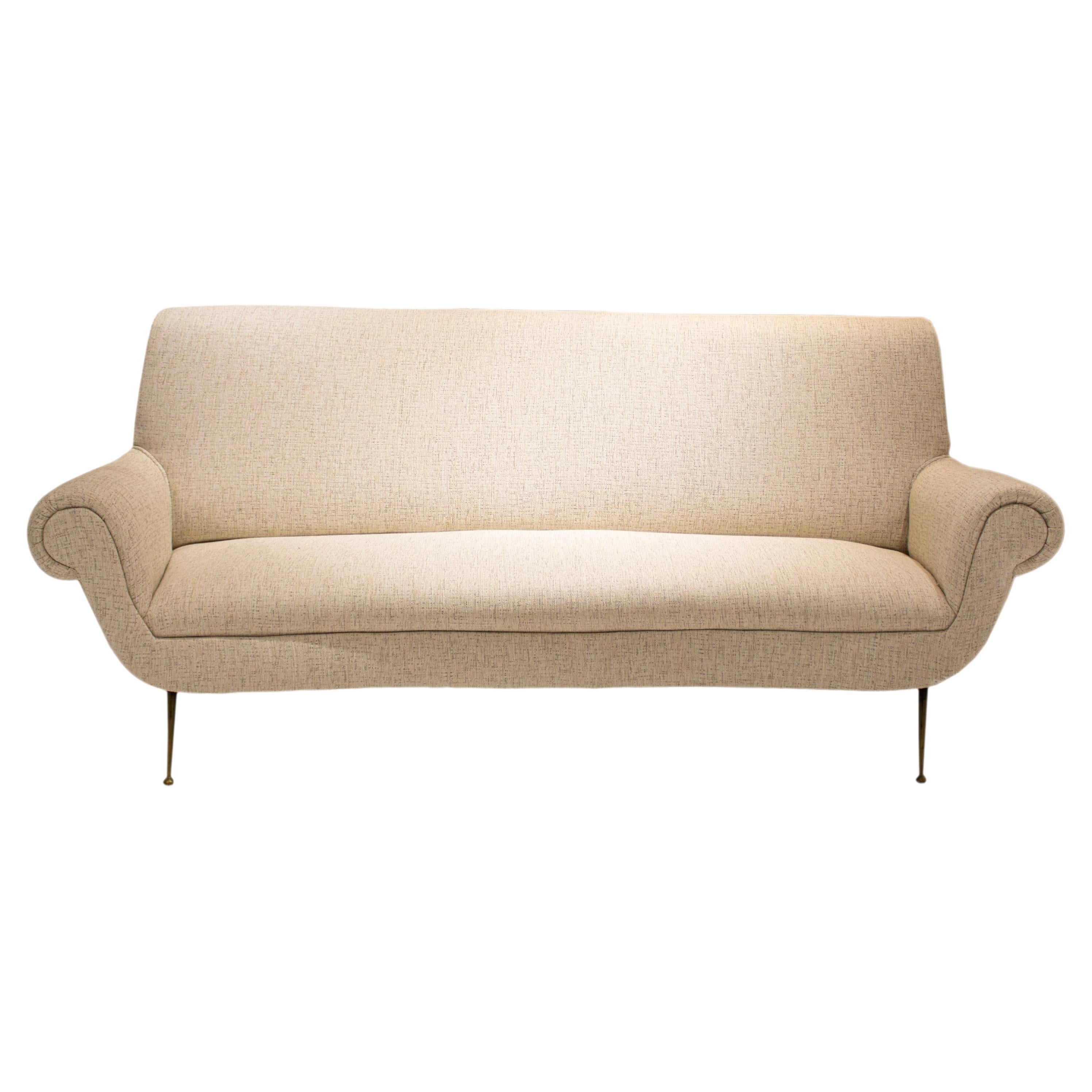 Gigi Radice Mid-Century Modern Chenille Cotton Curved Italian Sofa For Sale