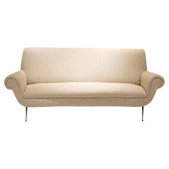 Gigi Radice Mid-Century Modern Chenille Cotton Curved Italian Sofa