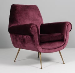 Sillón italiano moderno de mediados de siglo Gigi Radice para Minotti, años 50. Terciopelo