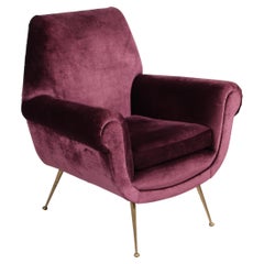 Gigi Radice Mid-Century Modern Italian Armchair for Minotti, 1950s. Velvet