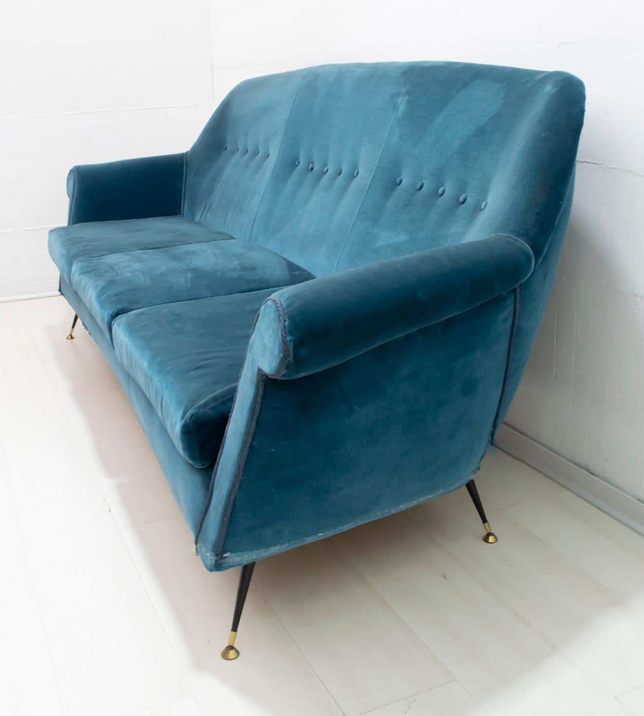 Laiton Gigi Radice Canapé italien moderne du milieu du siècle pour Minotti, années 1950 en vente