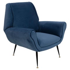 Paire de fauteuils en velours italien Gigi Radice, de style mi-siècle moderne, pour Minotti, années 50