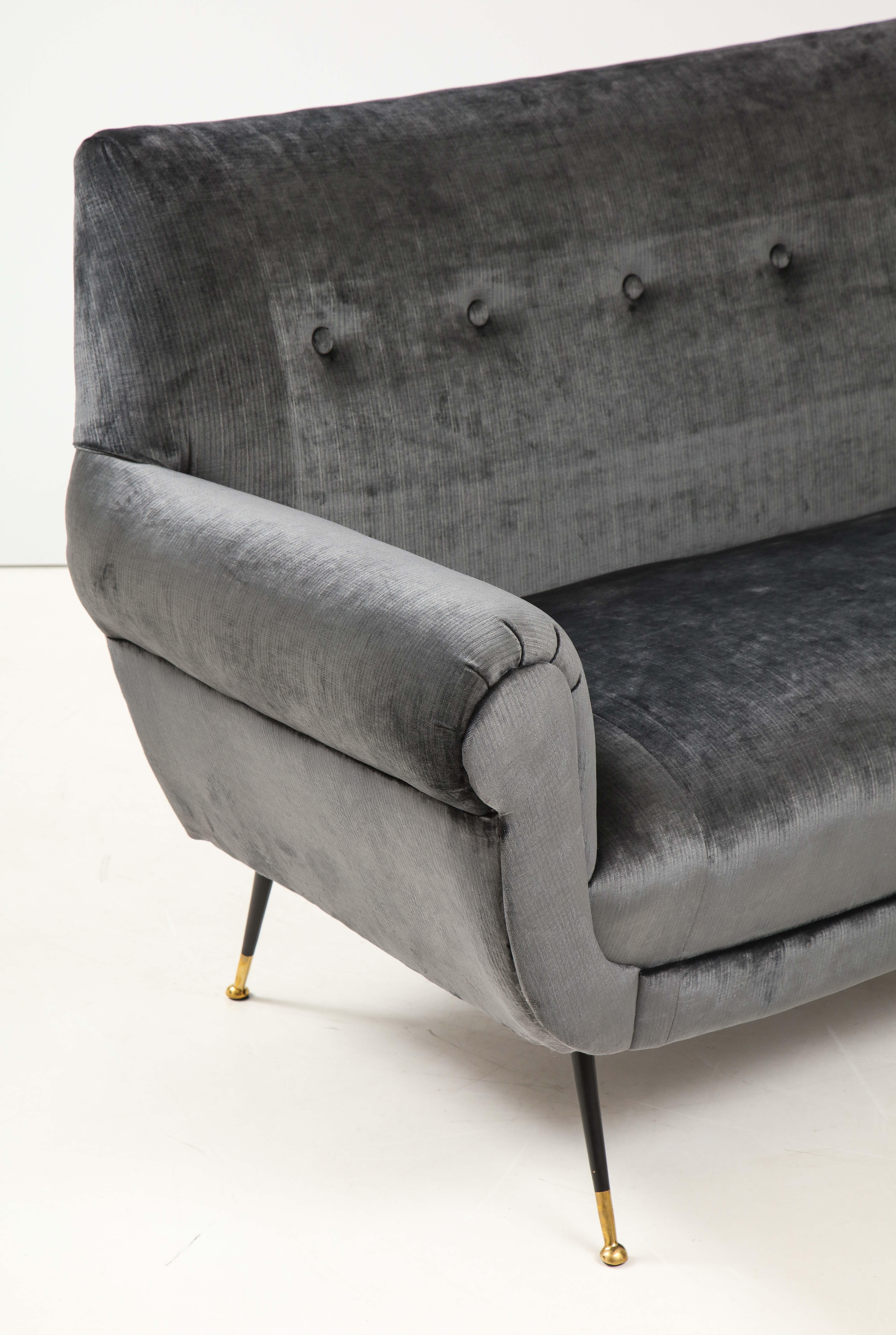 Italian Gigi Radice Mid-Century Modern Velvet Sofa