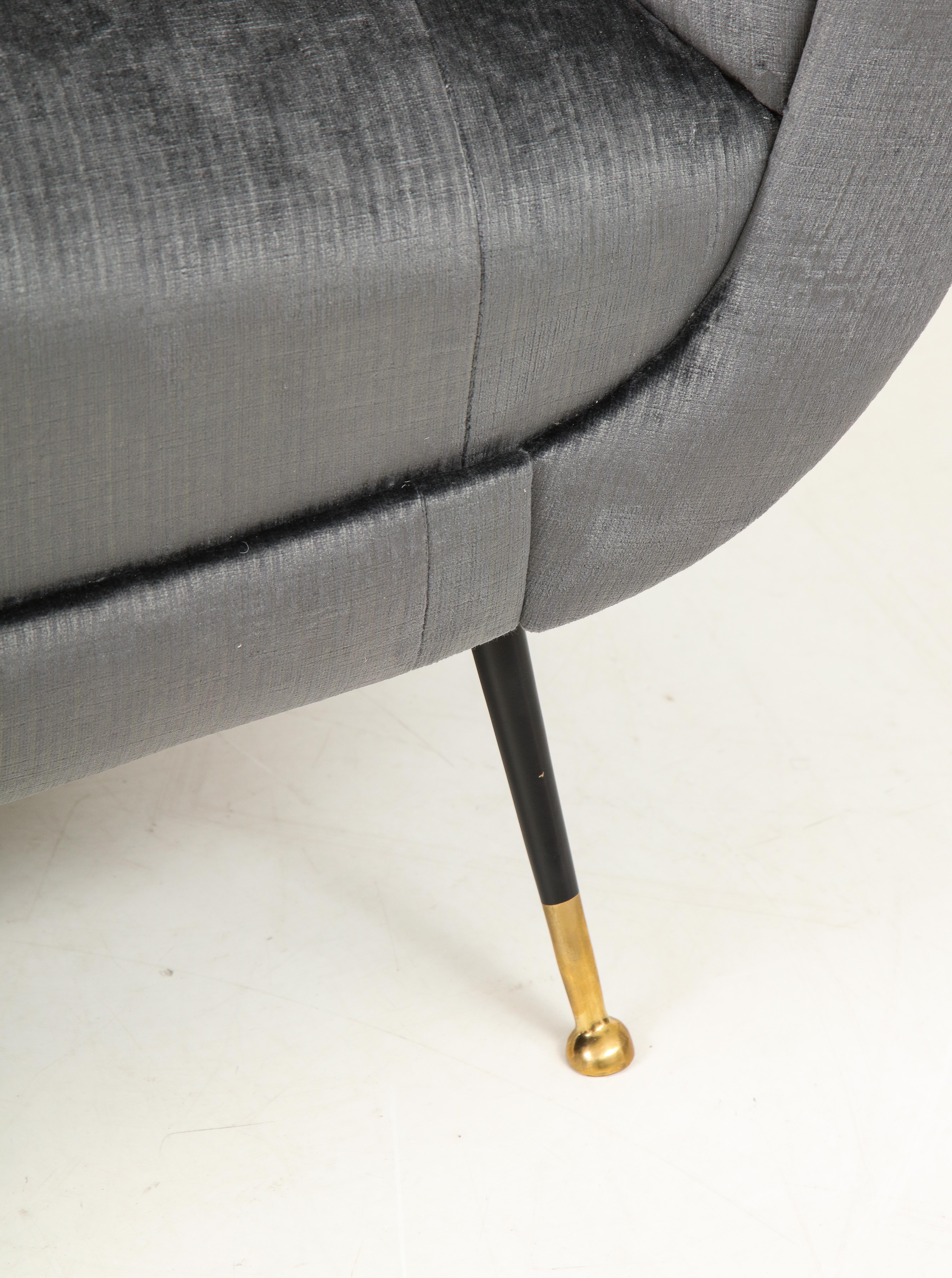 Brass Gigi Radice Mid-Century Modern Velvet Sofa