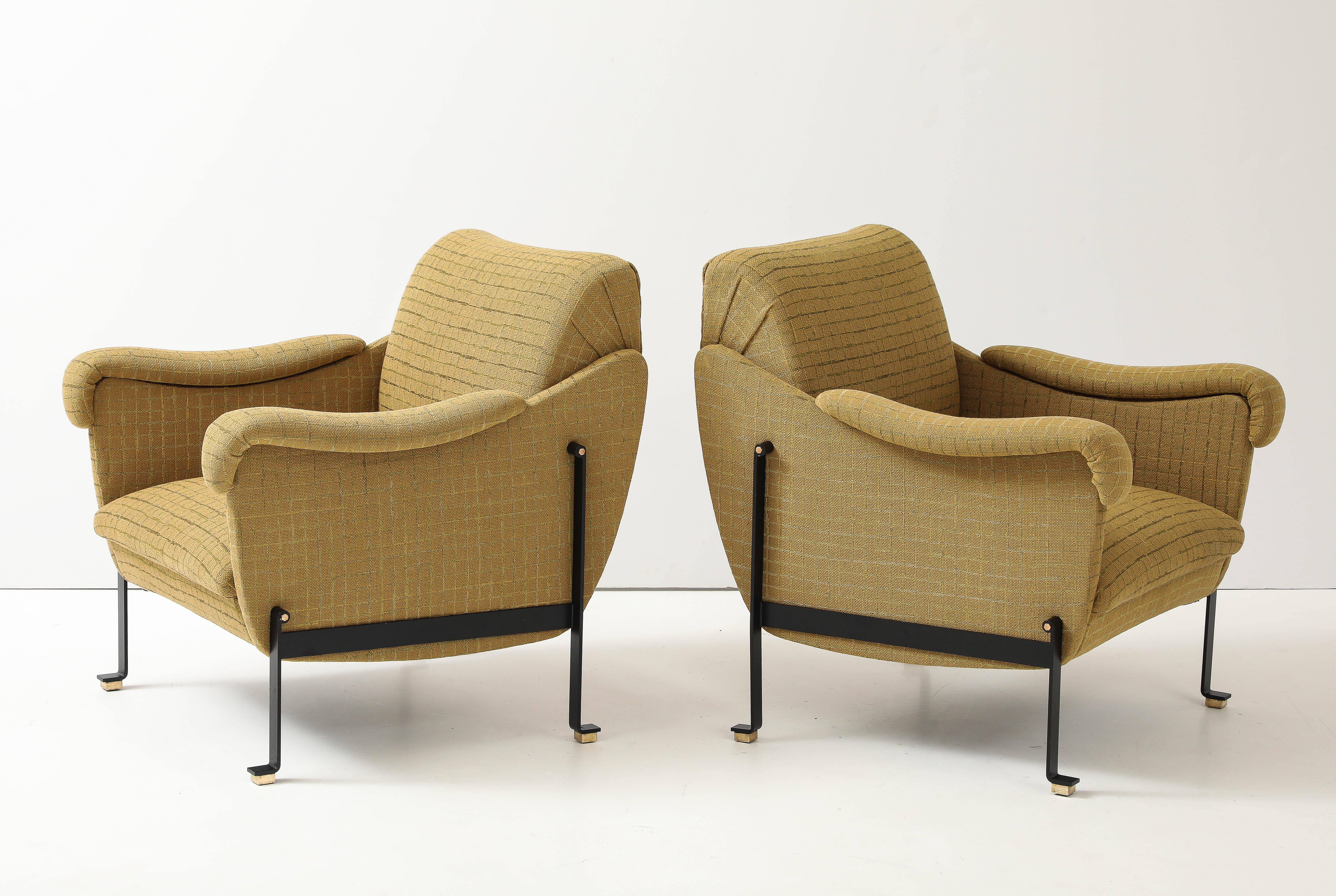 Gigi Radice Modernist 1960's Italienisch Lounge Stühle (Messing) im Angebot