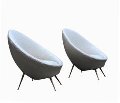 Gigi Radice for Lenzi Pair of Armchairs in White Fabric, Italy 1950s